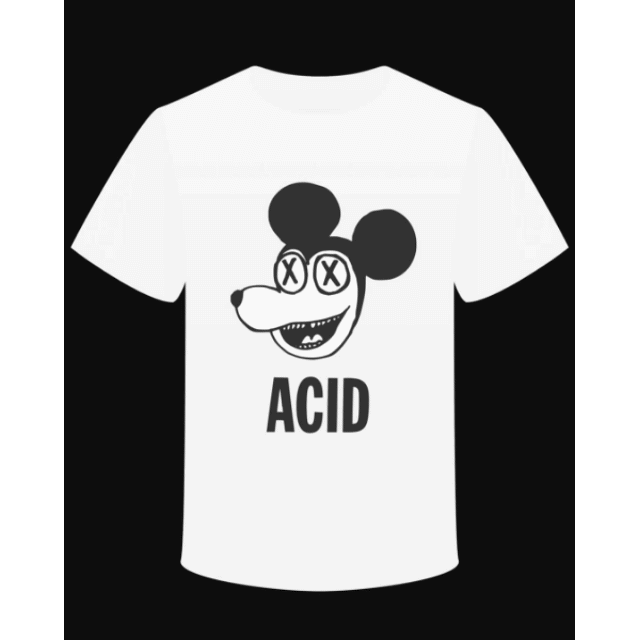 T-Shirt "ACID" MOUSE vintage design psychédélique - PUNK & COTON