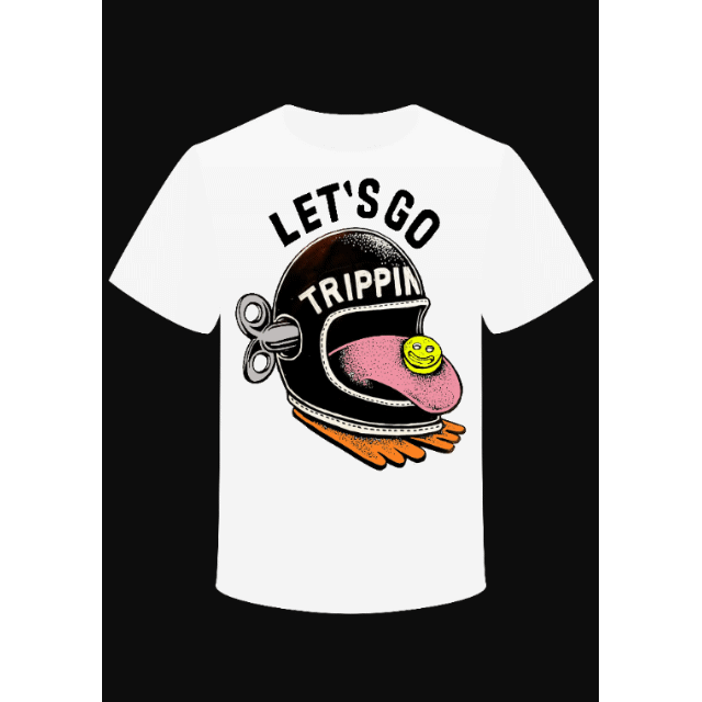 T-Shirt " Let's go trippin" HELMET BIKER - PUNK & COTON