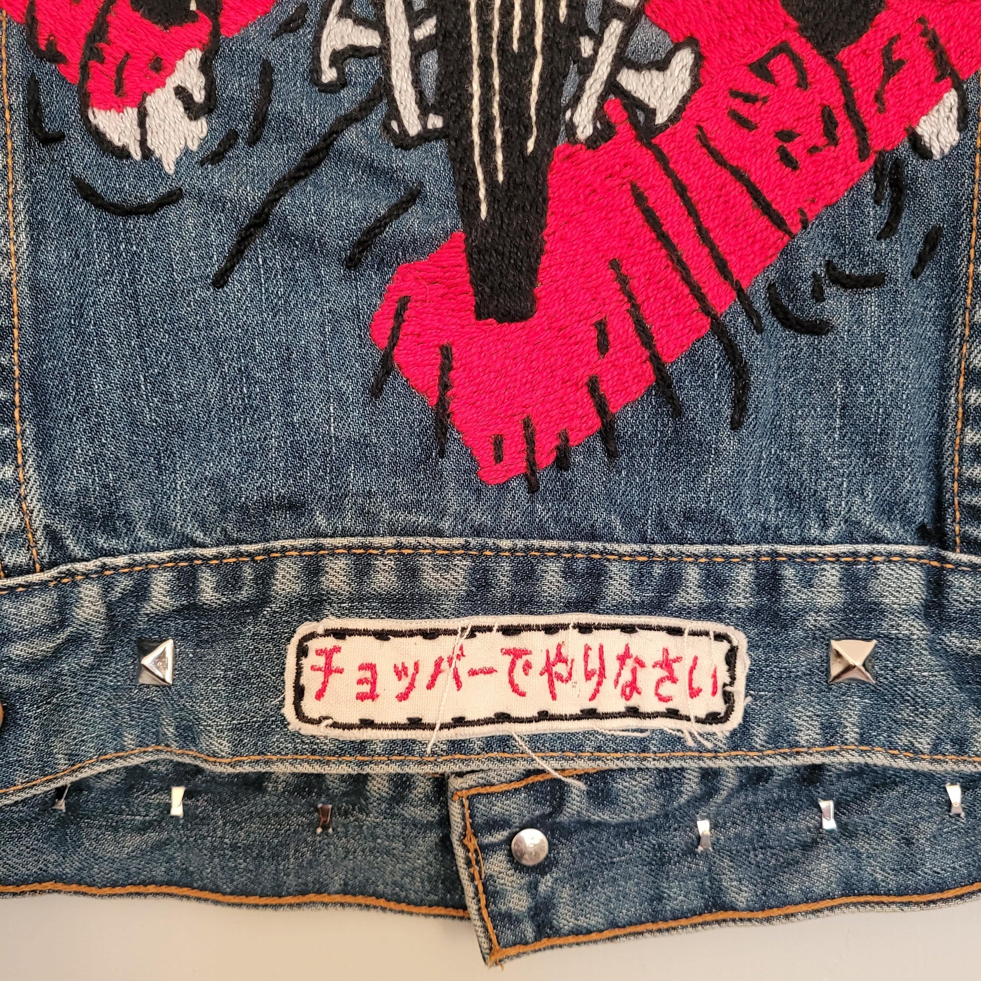 "Cycle psychos" chainstitched by hand Levi's Jacket/ Veste levis vintage brodée main et patchée - L'Insoumis Clothing