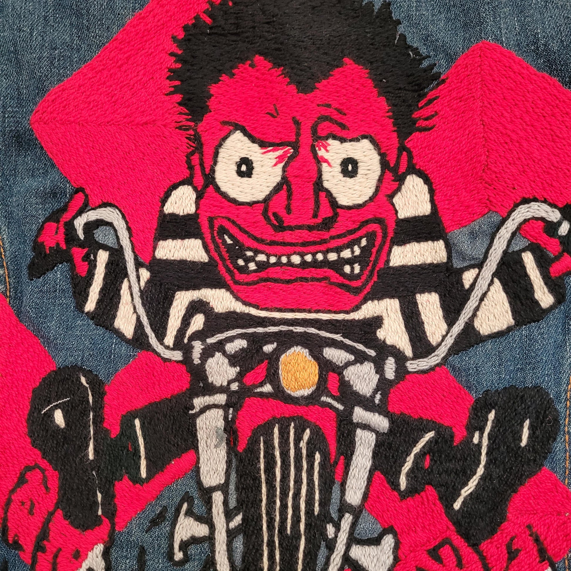 "Cycle psychos" chainstitched by hand Levi's Jacket/ Veste levis vintage brodée main et patchée - L'Insoumis Clothing