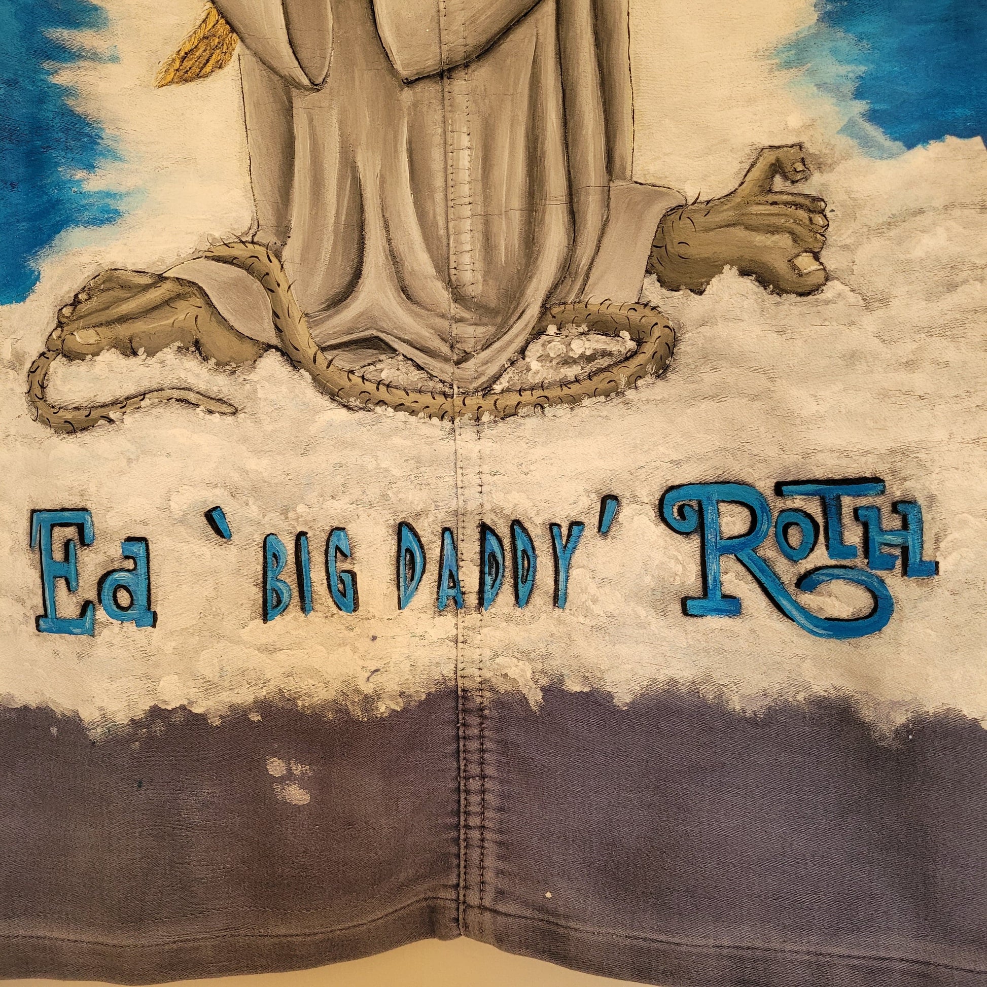 In loving memory of ED "Big Daddy" Roth handpainted french 50's moleskin jacket Rat Fink Angel - L'Insoumis Clothing