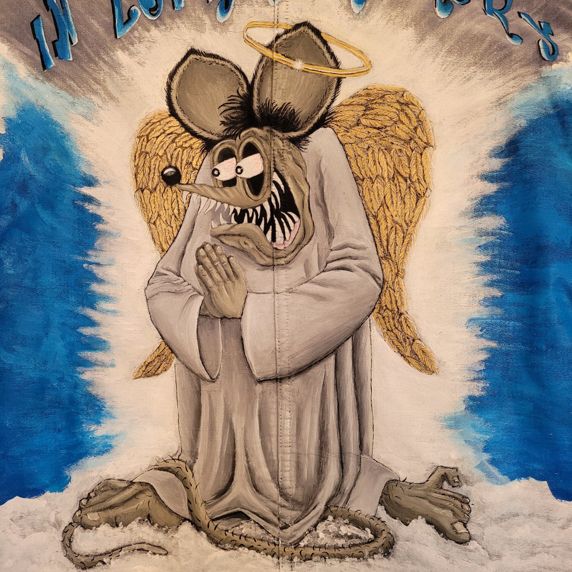 In loving memory of ED "Big Daddy" Roth handpainted french 50's moleskin jacket Rat Fink Angel - L'Insoumis Clothing