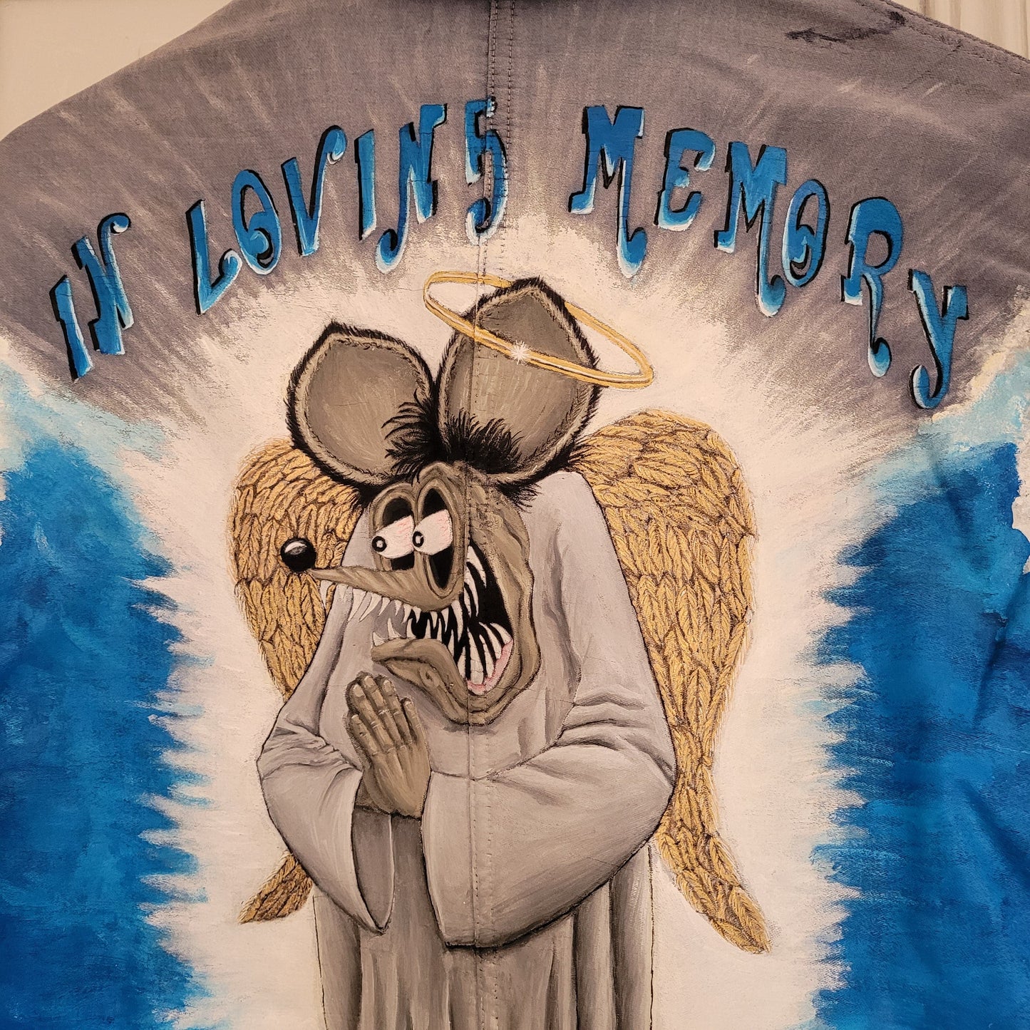 In loving memory of ED "Big Daddy" Roth handpainted french 50's moleskin jacket Rat Fink Angel - L'Insoumis Clothing