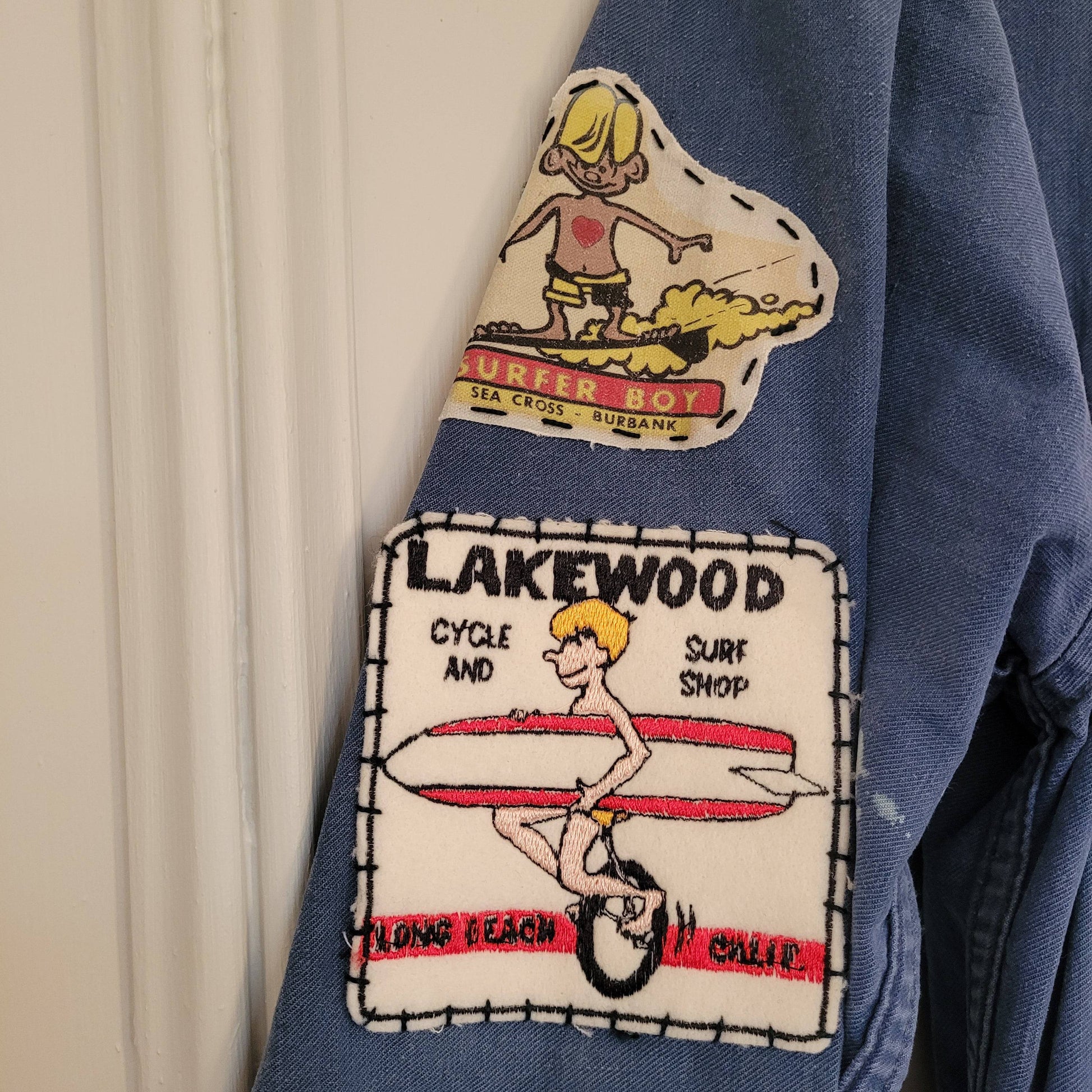 In loving memory of ED "Big Daddy" Roth handpainted french 50's workwear jacket SurFinkl - L'Insoumis Clothing