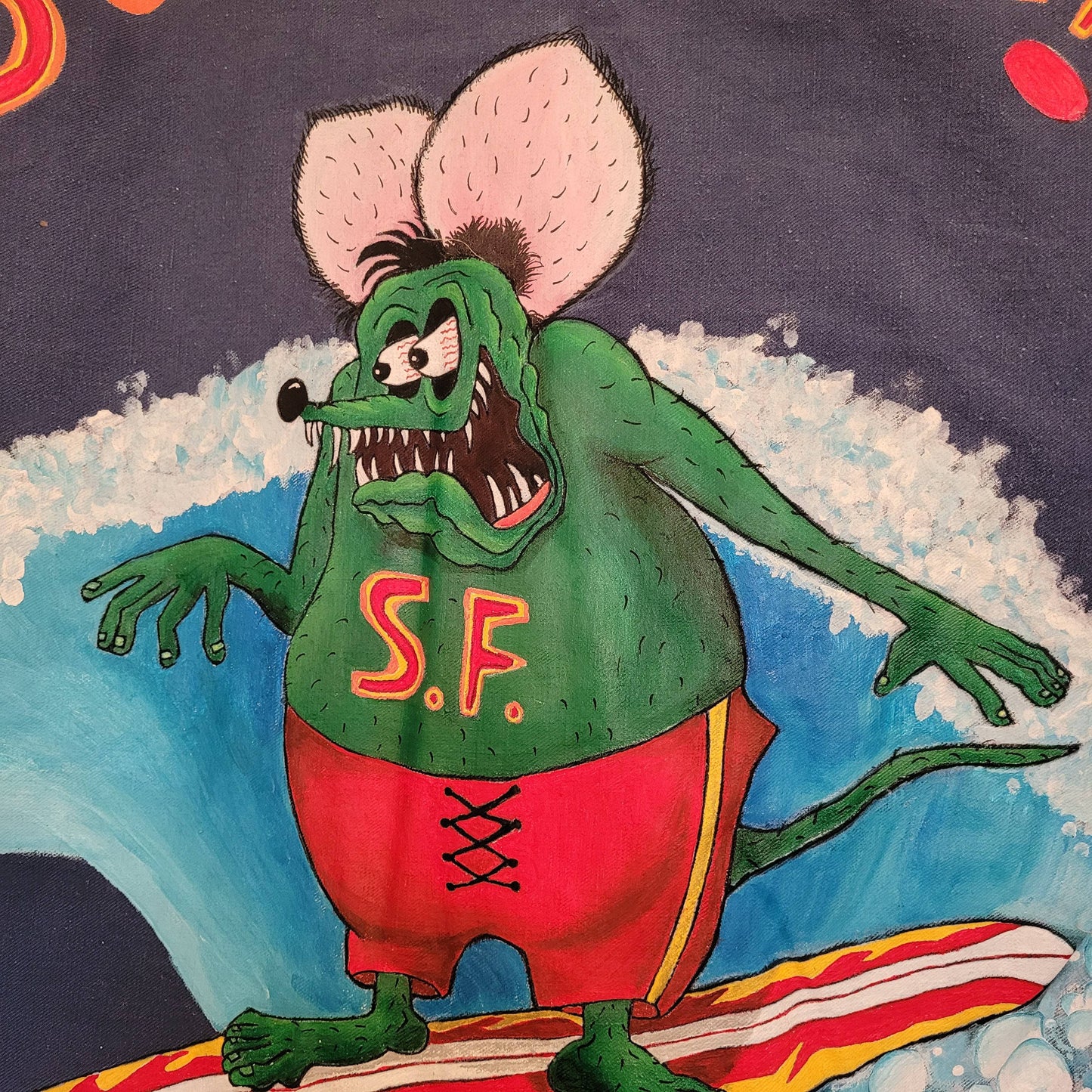 In loving memory of ED "Big Daddy" Roth handpainted french 50's workwear jacket SurFinkl - L'Insoumis Clothing