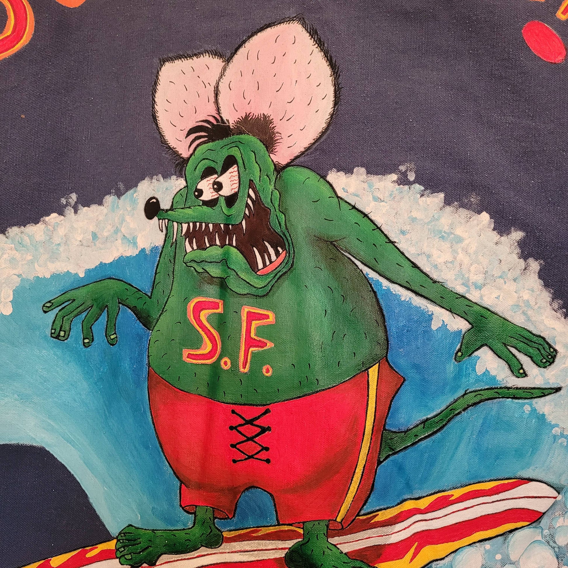 In loving memory of ED "Big Daddy" Roth handpainted french 50's workwear jacket SurFinkl - L'Insoumis Clothing