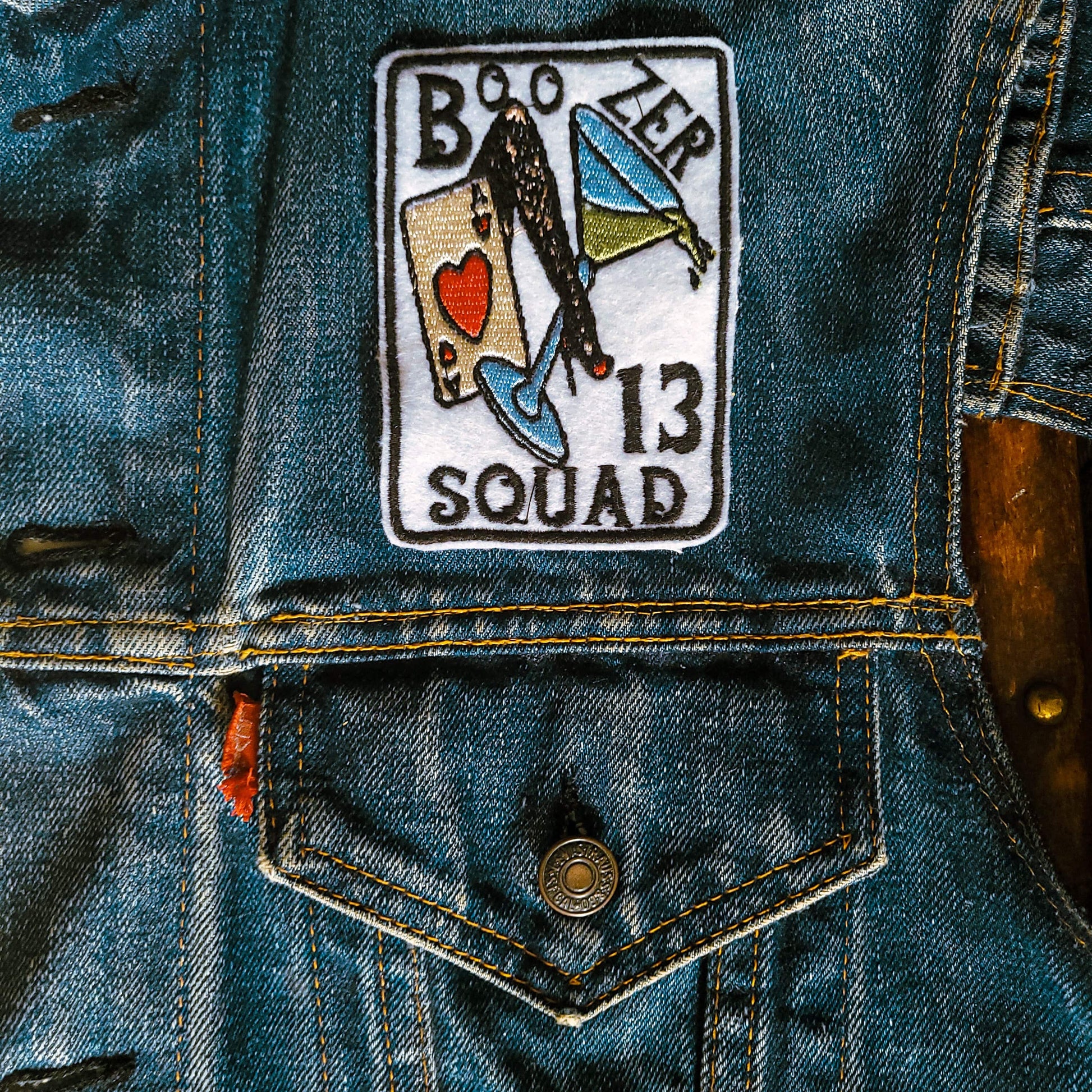 counter-culture bikers chopper Harley-Davidson, Indian, Triumph, surfer skater punk rocker hippie Patch brodé "Boozer squad"