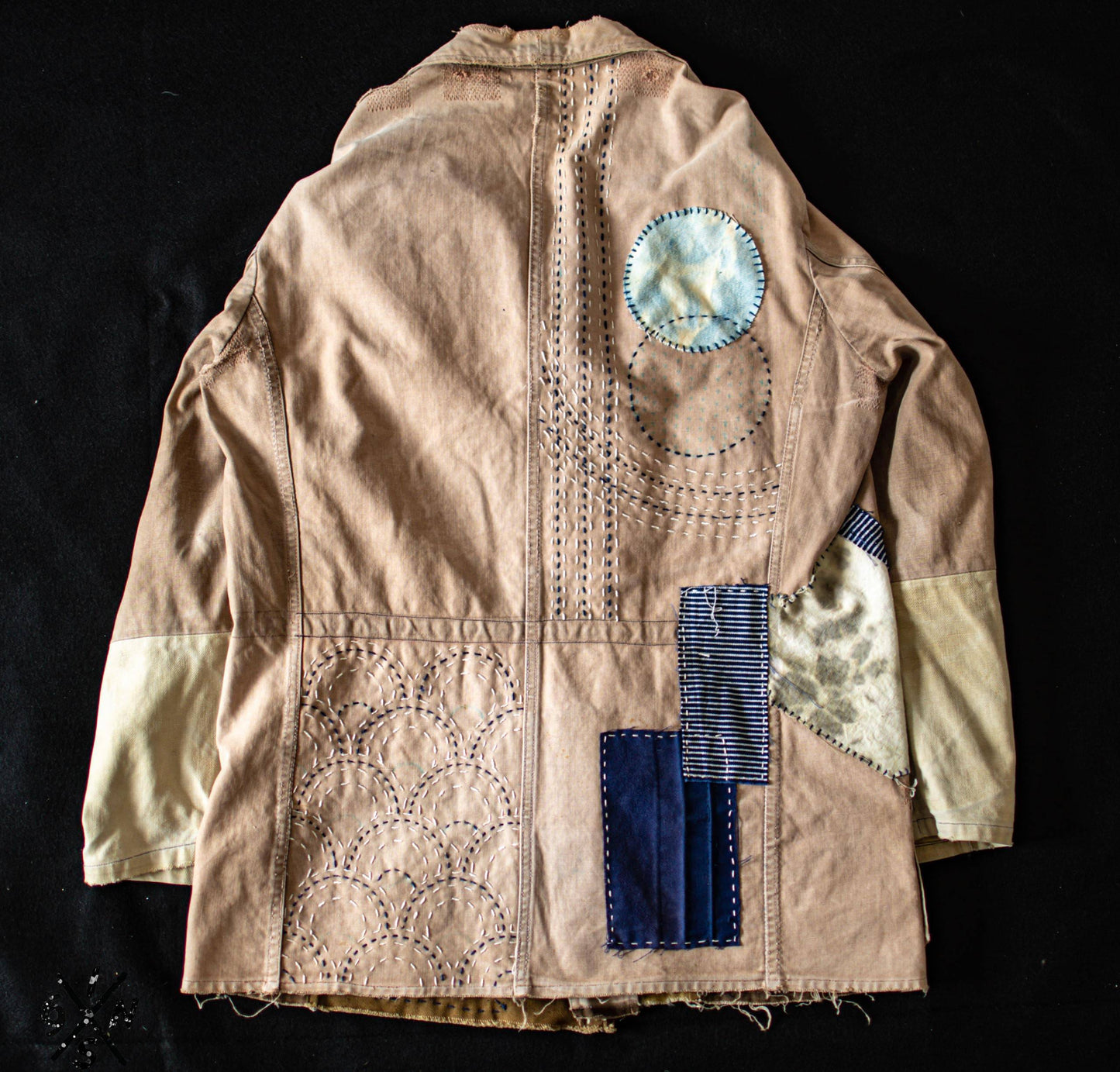 Antic 40's french distressed 3 pockets jacket with Boro and Sashiko - L'Insoumis Clothing