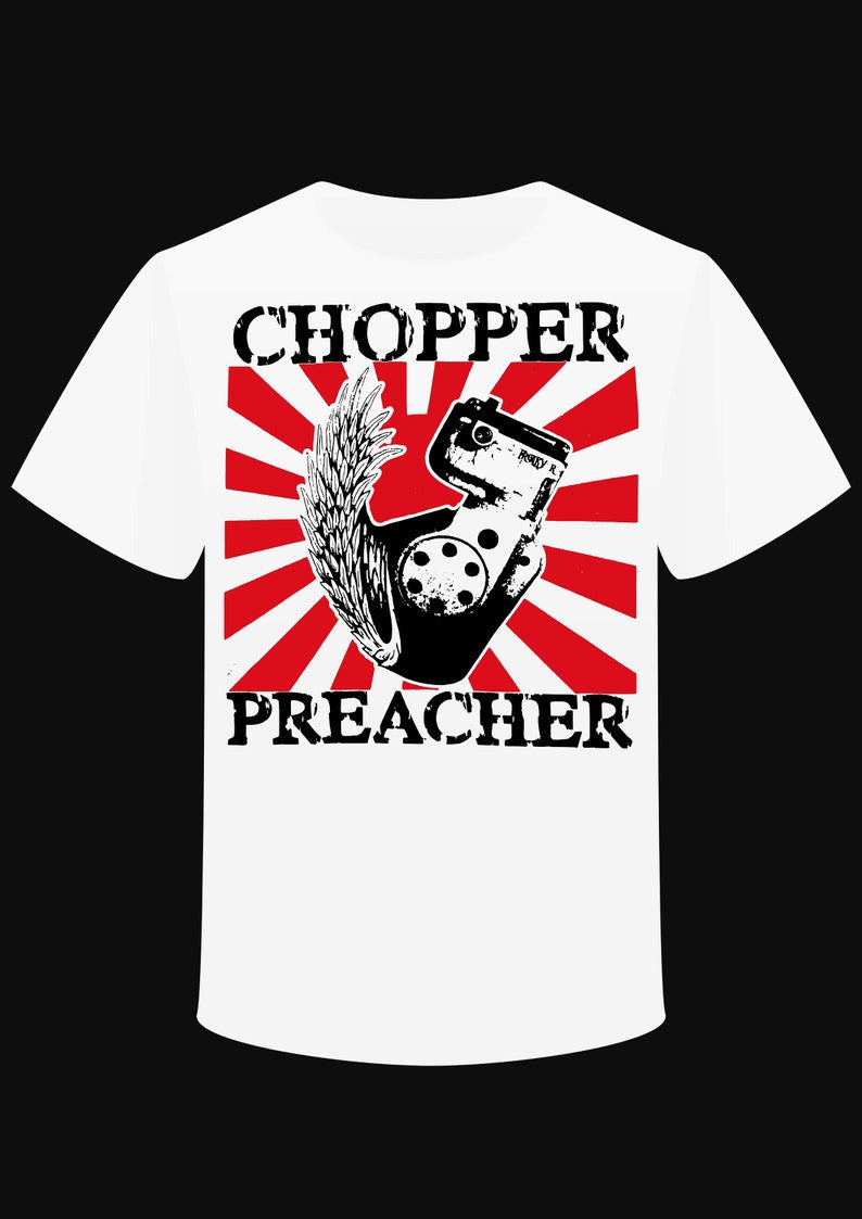 T-Shirt "Chopper Preacher" BIKE MOTO OLD VINTAGE DESIGN LOGO