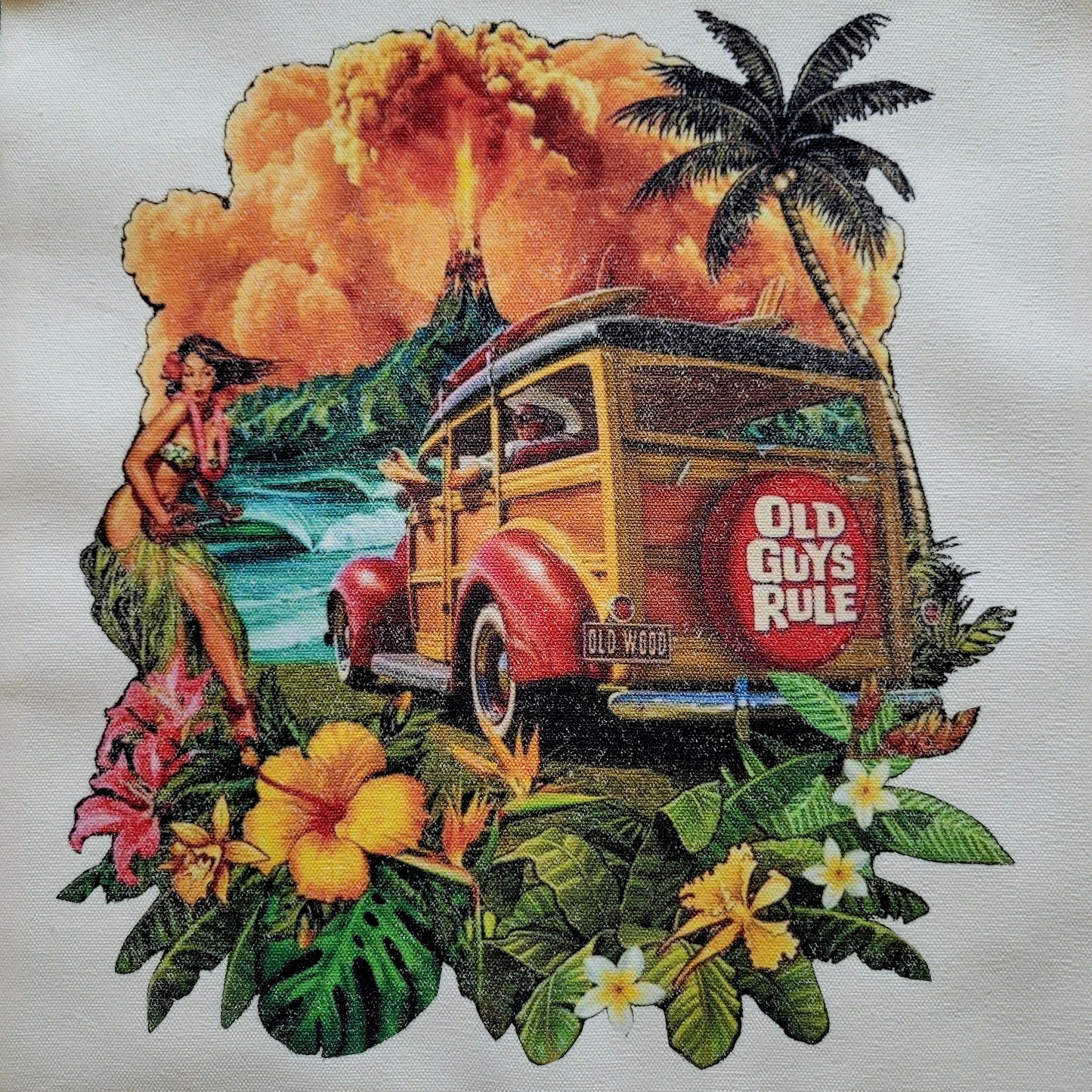 Eco Tote Bag "ALOHA HAWAÏ OLD GUYS RULE" old school design - PUNK & COTON