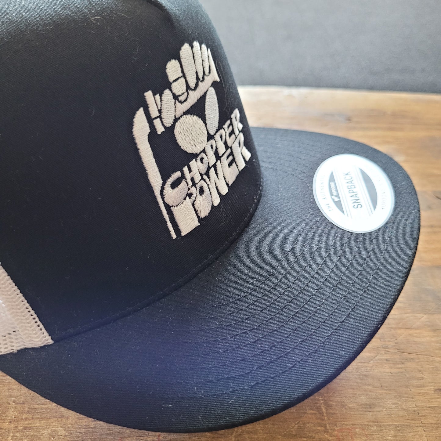 Trucker Cap  Brodé "CHOPPER POWER" Version Fond Noir / Blanc - PUNK & COTON