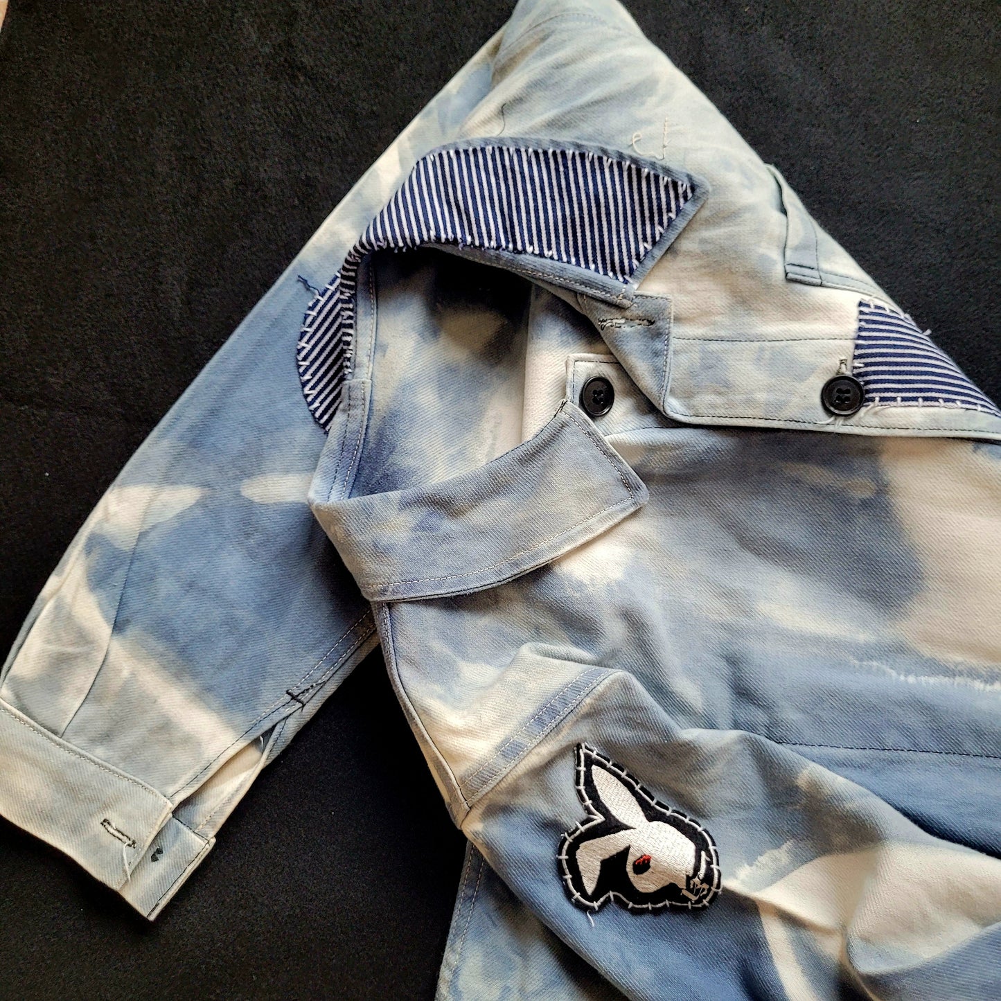 Veste de Travail française personnalisée "Old School tattoo The Sea" & Boro / Sashiko by Sophie - PUNK & COTON