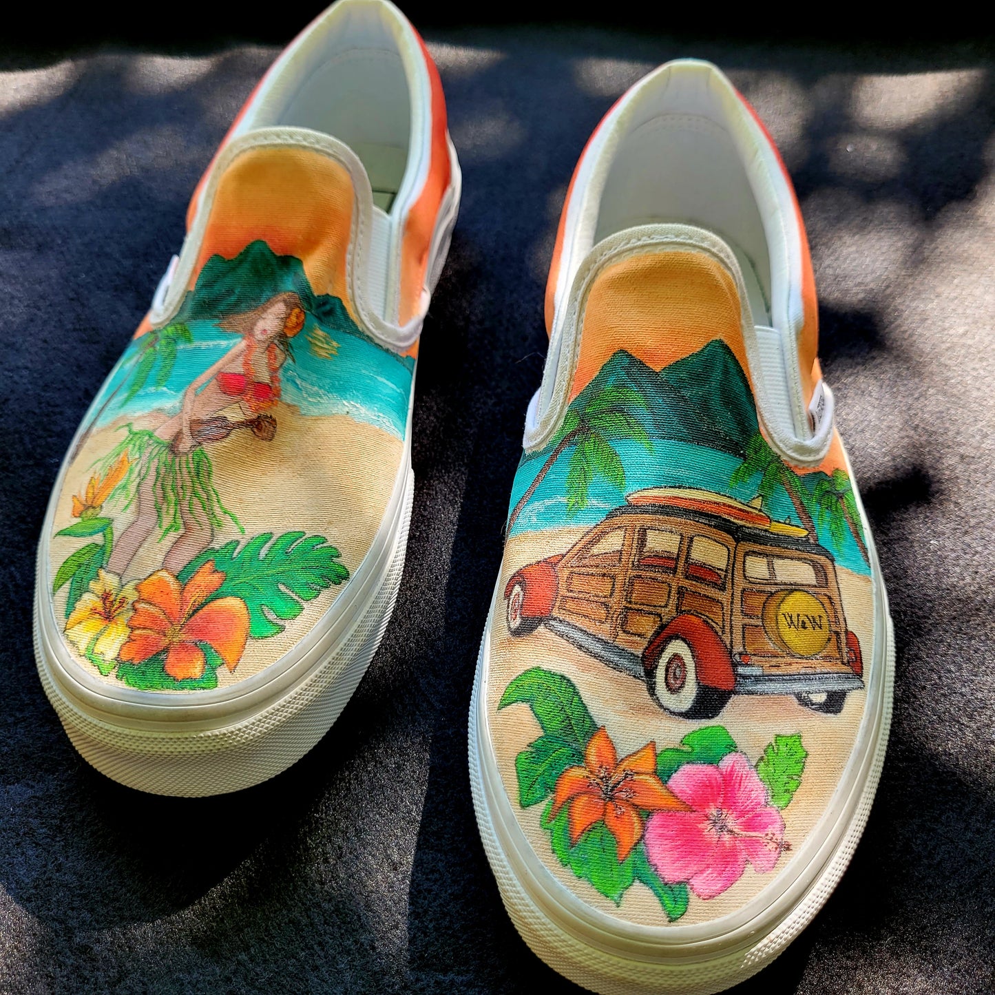 VANS "ALOHA" Slip On peintes à la main by Punk & Coton - PUNK & COTON