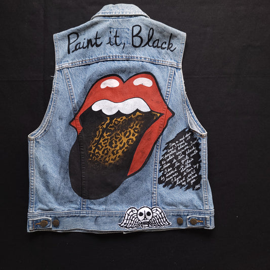 Vintage girl Lee Riders Handpainted jacket, veste femme Lee Riders peinte à la main - PUNK & COTON