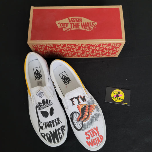VANS "Chopper Power " Slip On peintes à la main by Punk & Coton