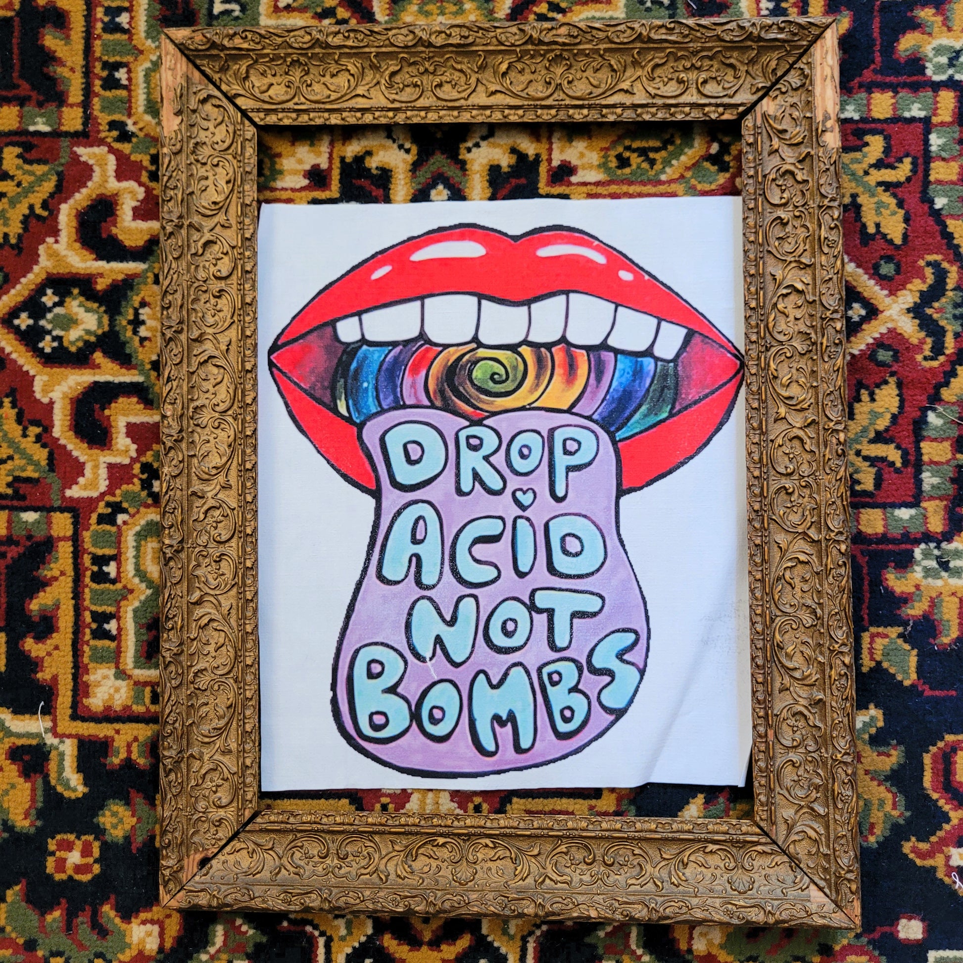 Backpatch "Mouth Drop Acid Not Bombs" Psychedelic - PUNK & COTON