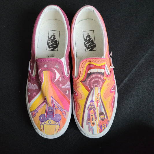 VANS "Chopper Life Psychedelic " Slip On peintes à la main by Punk & Coton