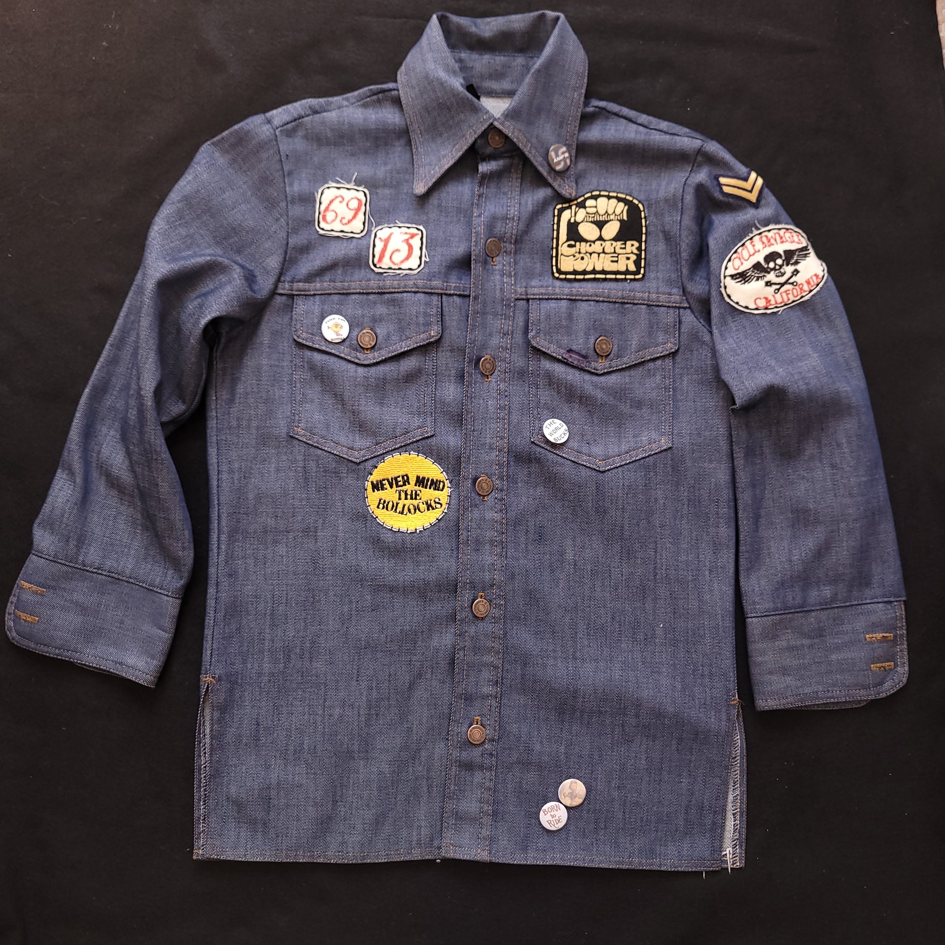 Veste sur-chemise années 70 brodée à la main  "Ride th Wave"  par Sophie Punk and Coton/ Handembroidery Jacket - PUNK & COTON