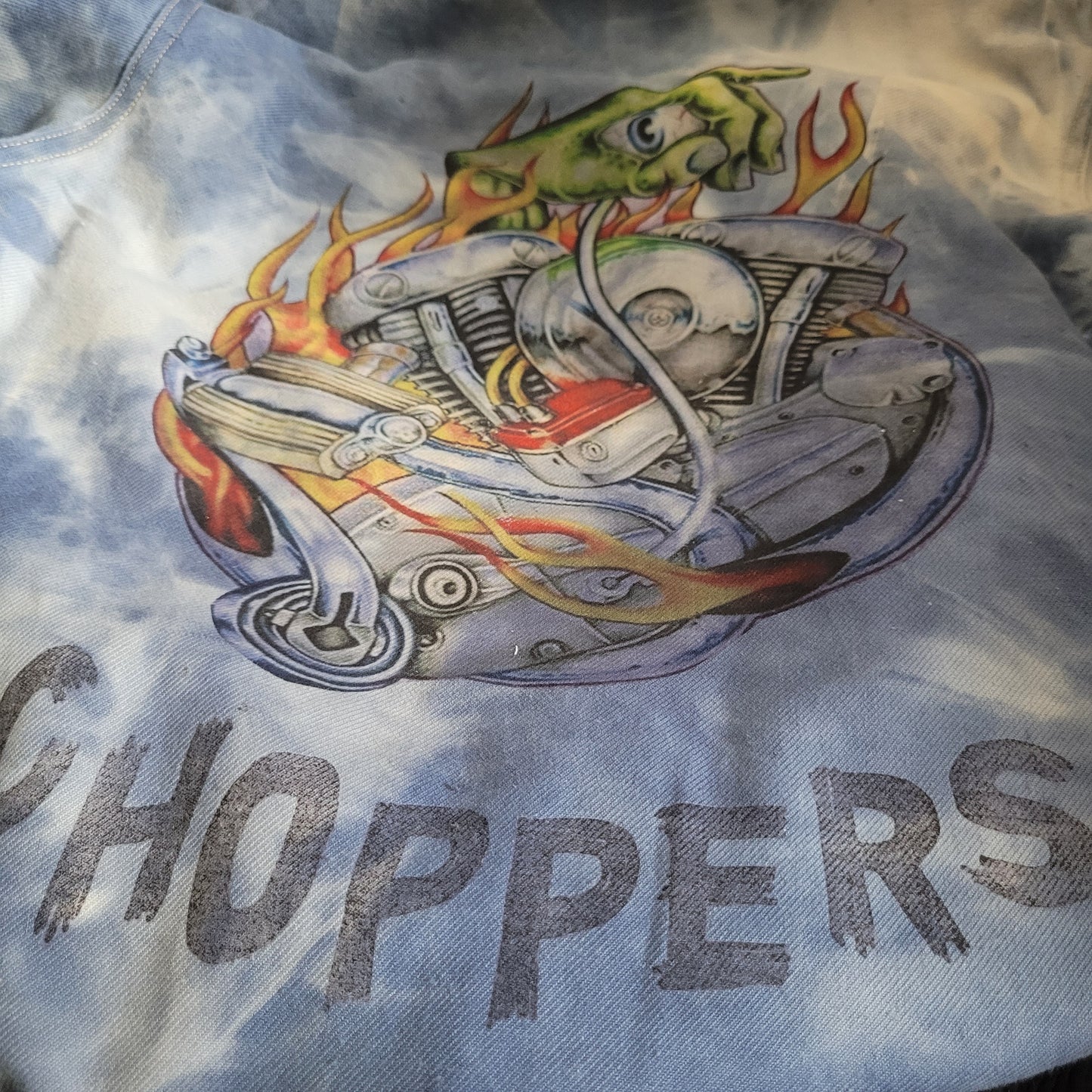 New French Workwear Jacket bleached in loving  memory to the artist Pan signed by the Shop Punk and Coton