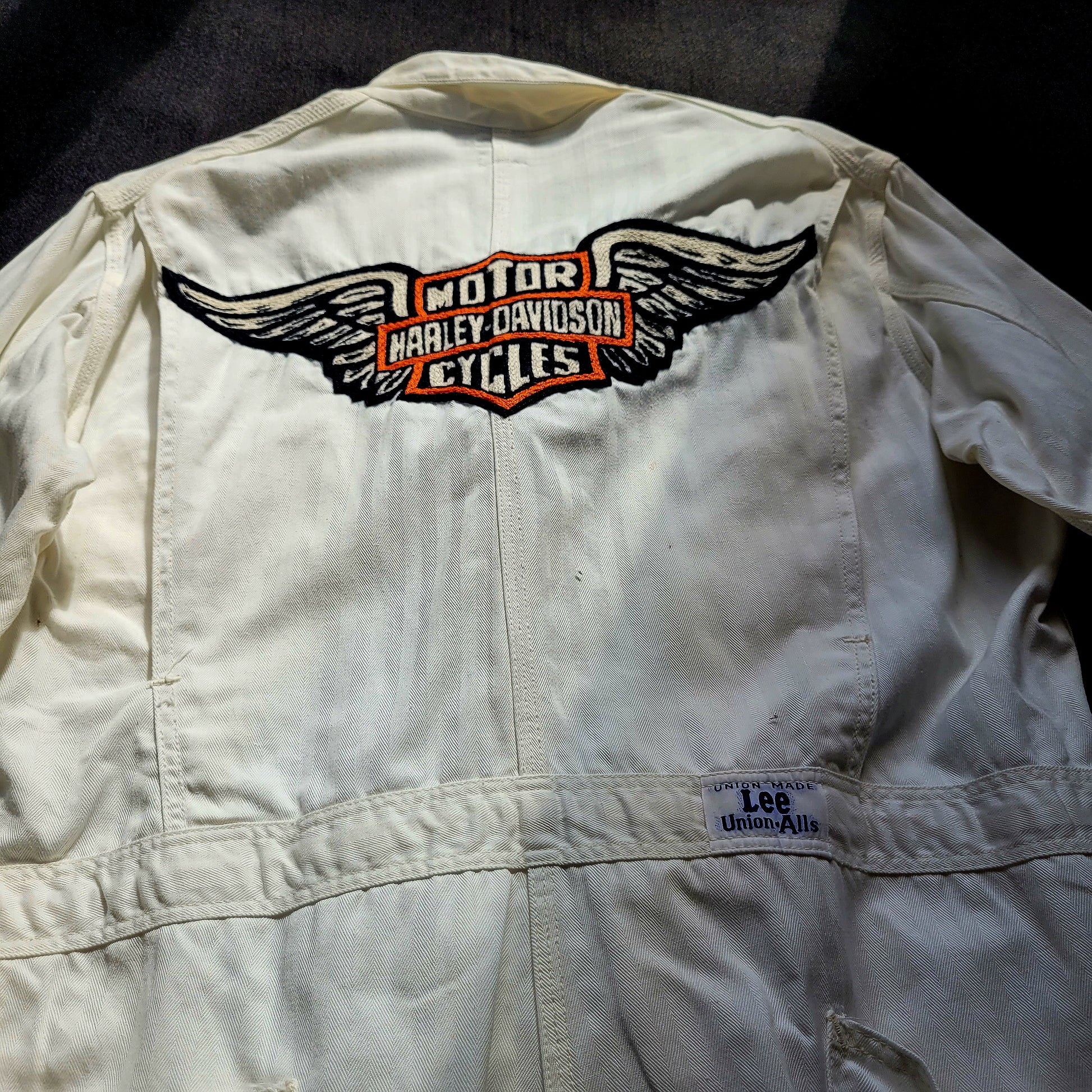 Coverall 40's LEE UNION-ALLS HBT hand embroidered chainstitch method combinaison  brodée à la main HARLEY-DAVIDSON - PUNK & COTON