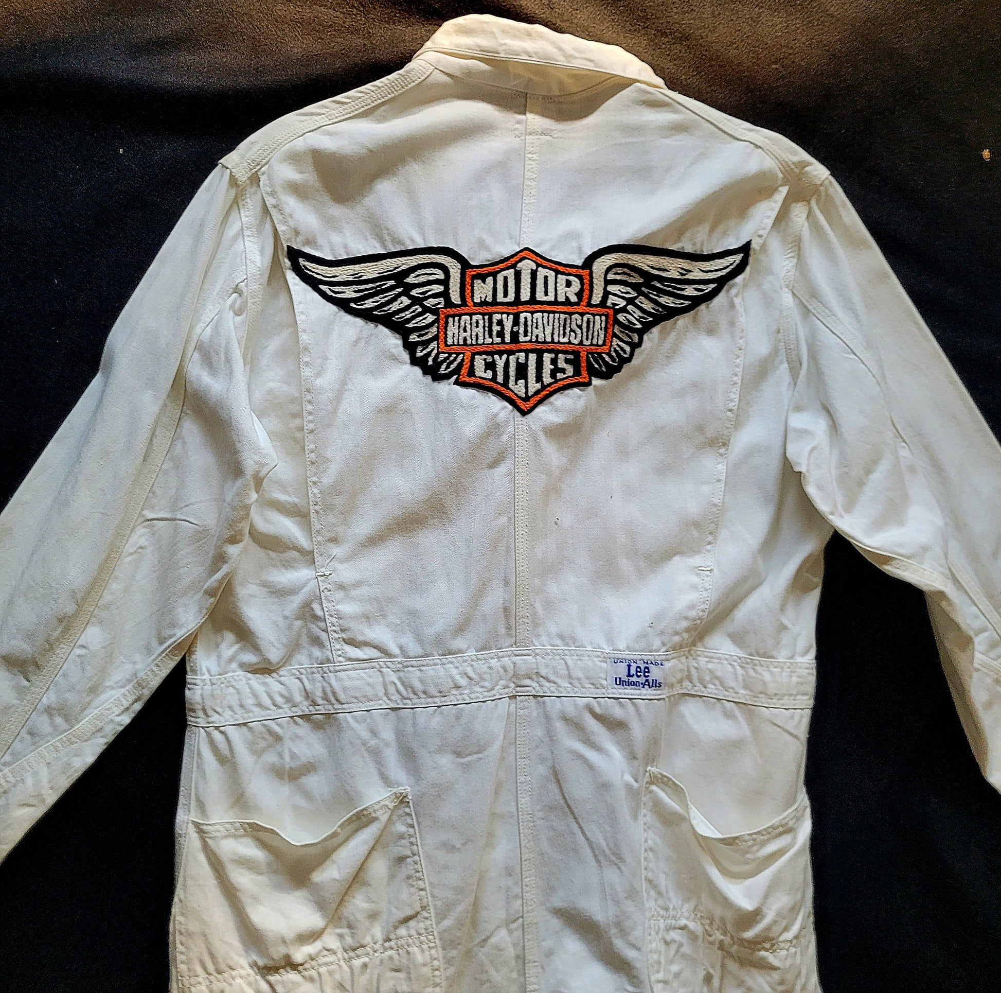 Coverall 40's LEE UNION-ALLS HBT hand embroidered chainstitch method combinaison  brodée à la main HARLEY-DAVIDSON - PUNK & COTON