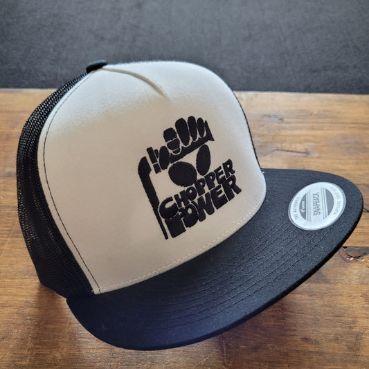 Trucker Cap  Brodé "CHOPPER POWER" Version Fond Blanc / Noir - PUNK & COTON