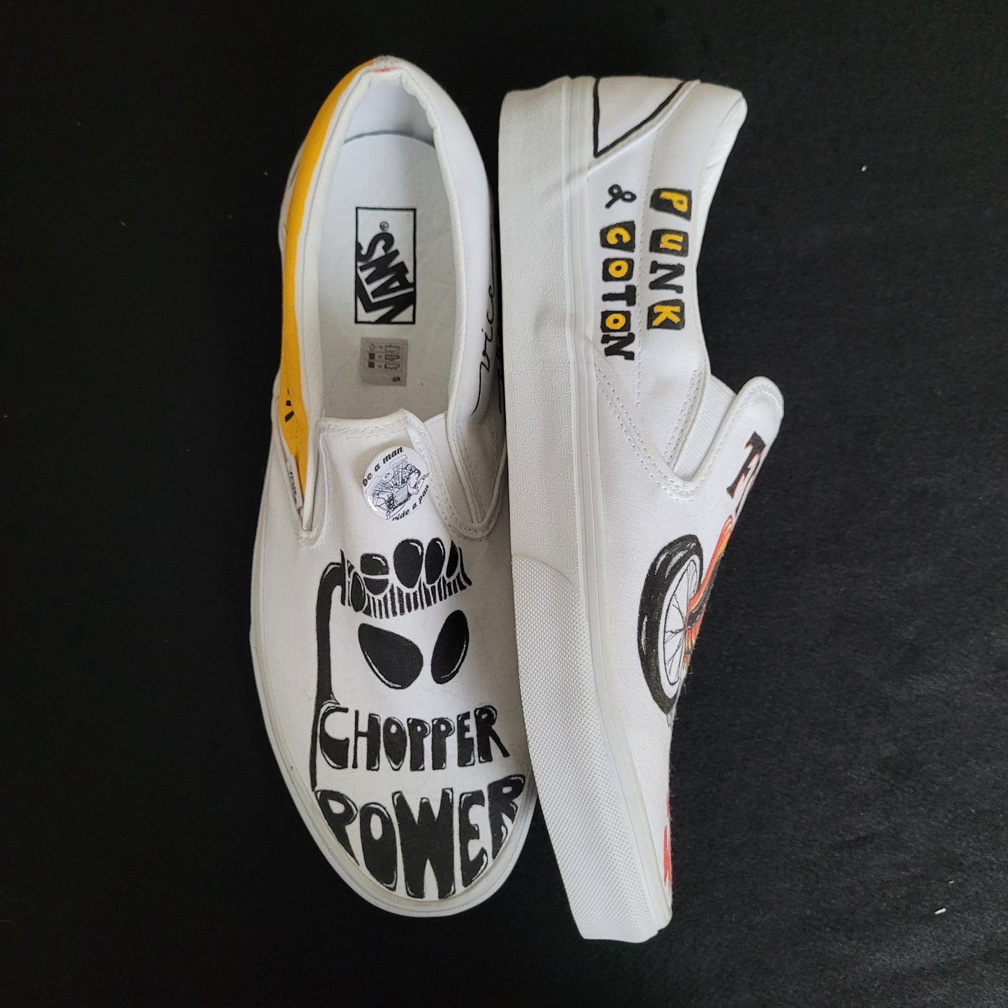 VANS "Chopper Power " Slip On peintes à la main by Punk & Coton