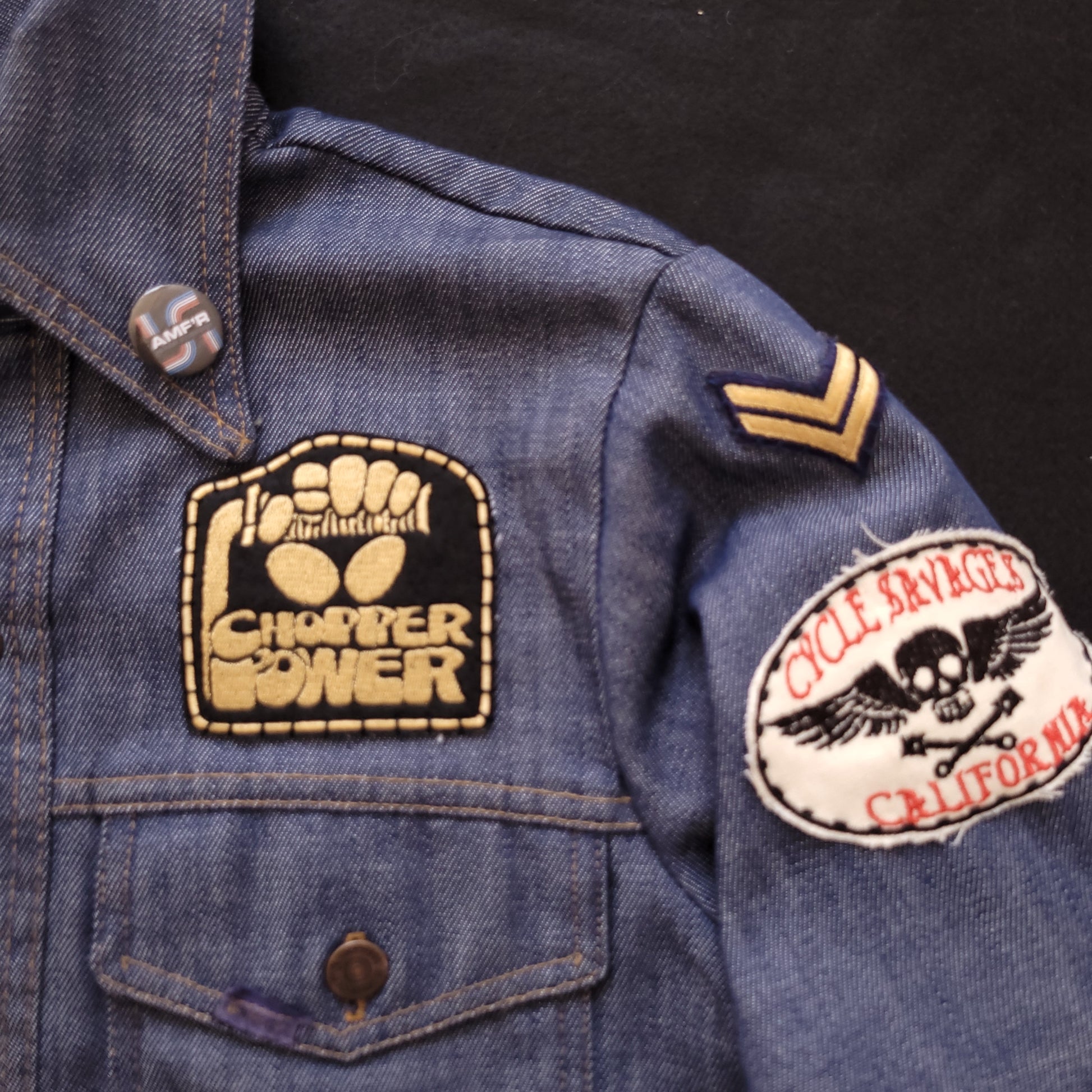 Veste sur-chemise années 70 brodée à la main  "Ride th Wave"  par Sophie Punk and Coton/ Handembroidery Jacket - PUNK & COTON