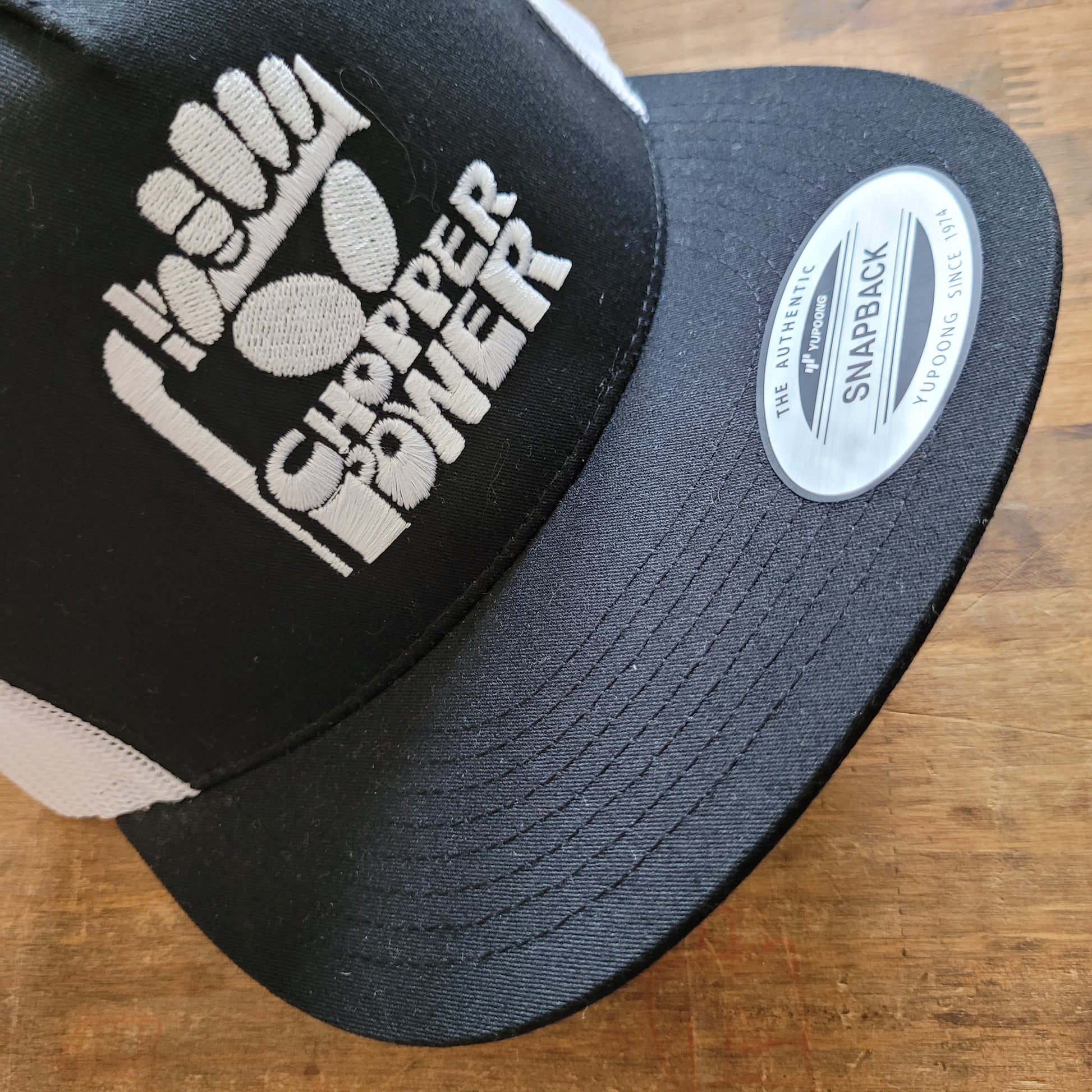 Trucker Cap  Brodé "CHOPPER POWER" Version Fond Noir / Blanc - PUNK & COTON