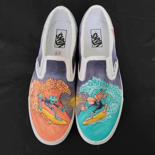 VANS "Ange & Démon Surf " Slip On peintes à la main by Punk & Coton