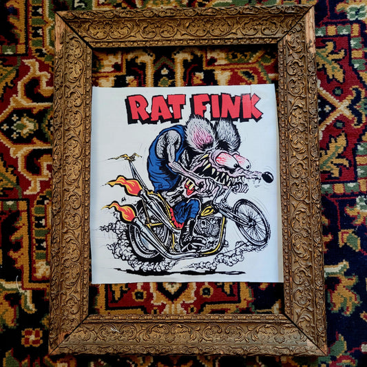 Backpatch  "Rat Fink Chopper" en hommage à Ed Roth Version fond blanc - PUNK & COTON