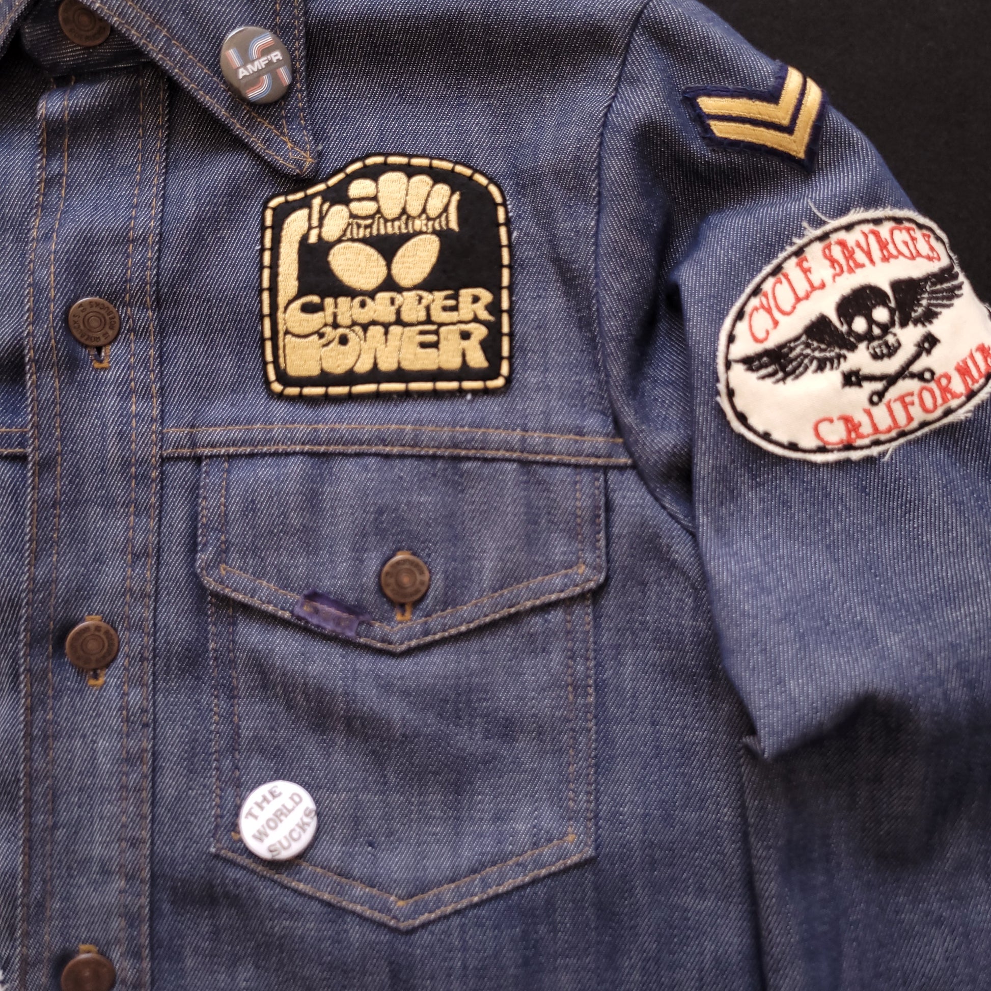 Veste sur-chemise années 70 brodée à la main  "Ride th Wave"  par Sophie Punk and Coton/ Handembroidery Jacket - PUNK & COTON