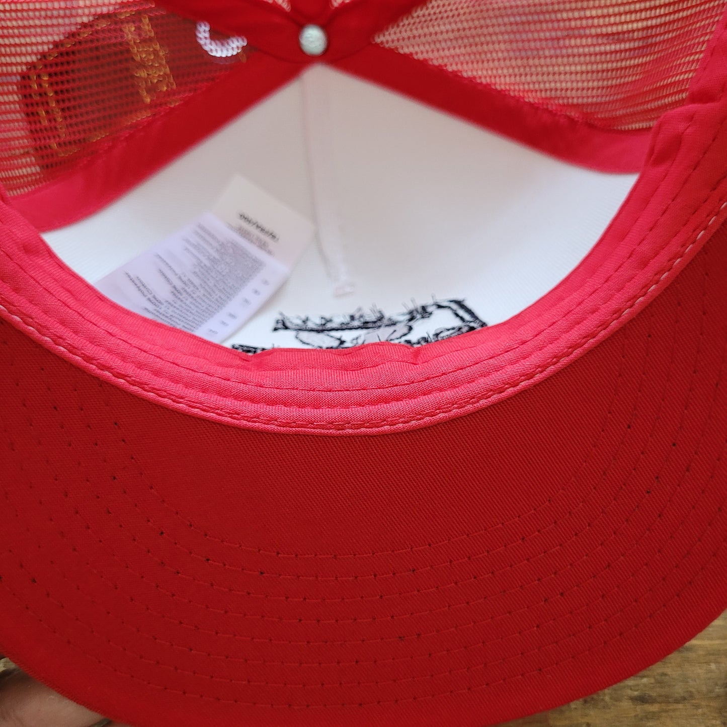 Trucker Cap  Brodé "CHOPPER POWER" Version Fond Blanc / Rouge - PUNK & COTON