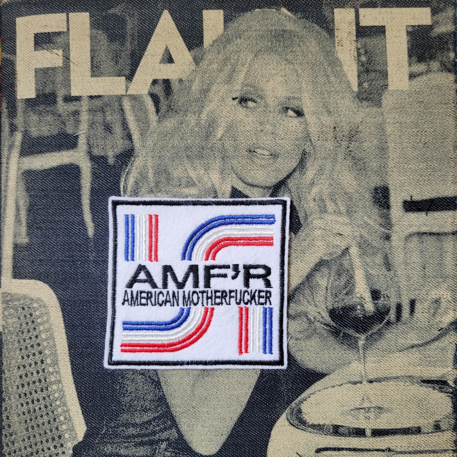 Patch Brodé AMF'R version blanche (AMERICAN MOTHERFUCKER) - PUNK & COTON