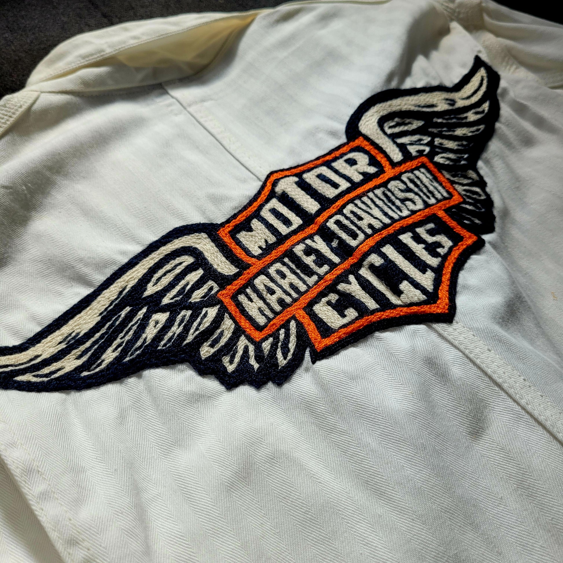 Coverall 40's LEE UNION-ALLS HBT hand embroidered chainstitch method combinaison  brodée à la main HARLEY-DAVIDSON - PUNK & COTON