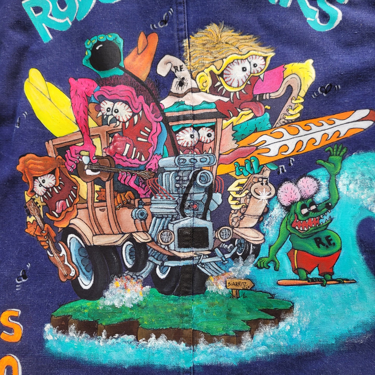 In loving memory of ED "Big Daddy" Roth handpainted french 70s jacket Rat Fink Hotrod California - PUNK & COTON