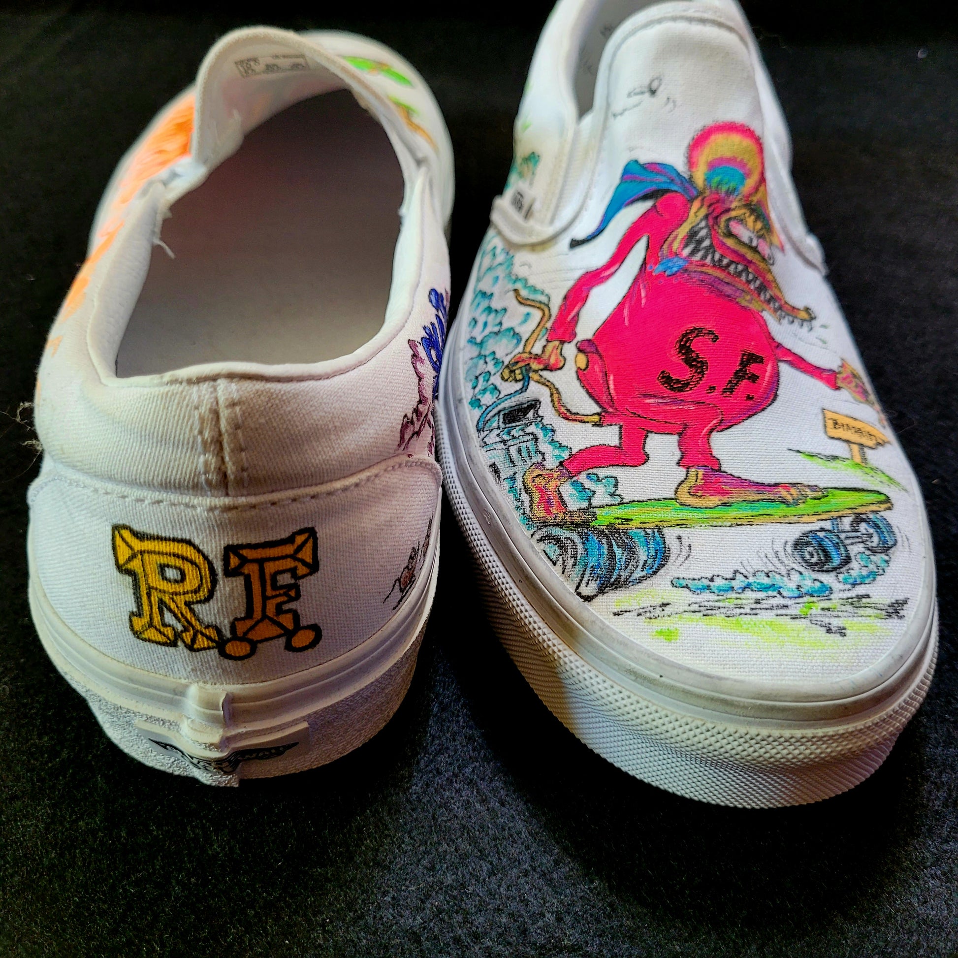 VANS "RAT FINK & MONSTER FINK SKATE" Slip On peintes à la main by Punk & Coton - PUNK & COTON