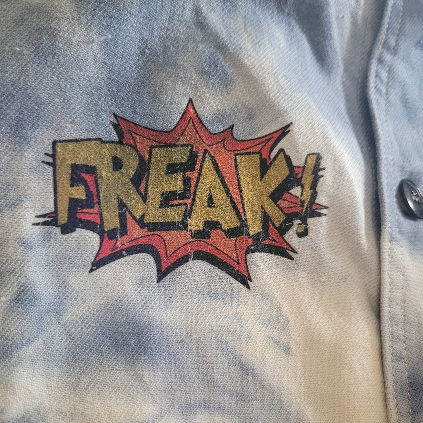 New French Workwear Jacket bleached in loving  memory to the artist Pan signed by the Shop Punk and Coton