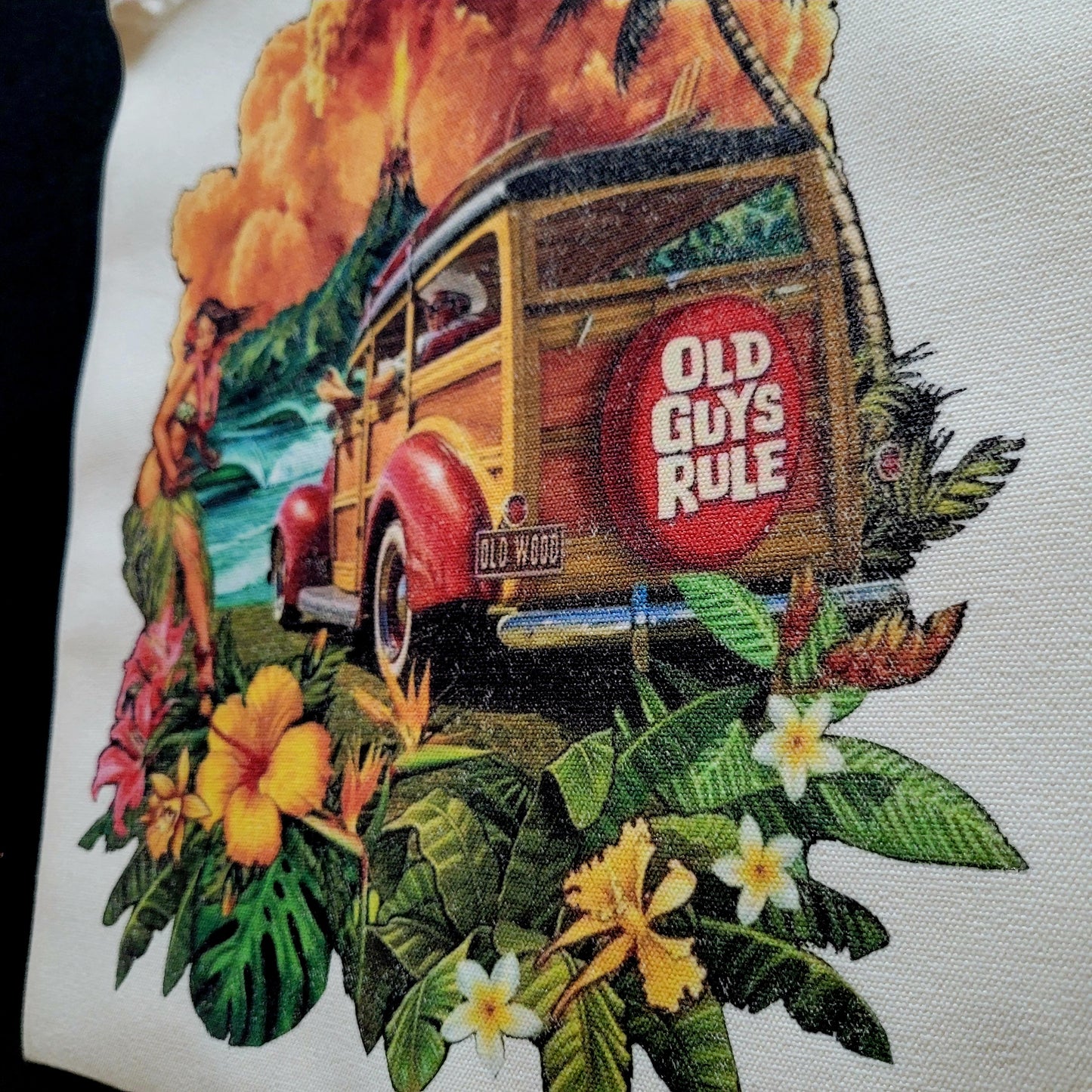 Eco Tote Bag "ALOHA HAWAÏ OLD GUYS RULE" old school design - PUNK & COTON