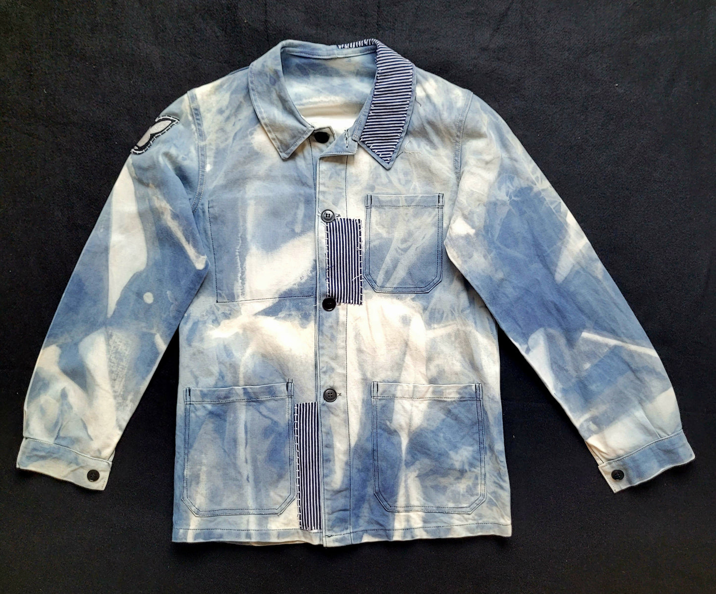 Veste de Travail française personnalisée "Old School tattoo The Sea" & Boro / Sashiko by Sophie - PUNK & COTON