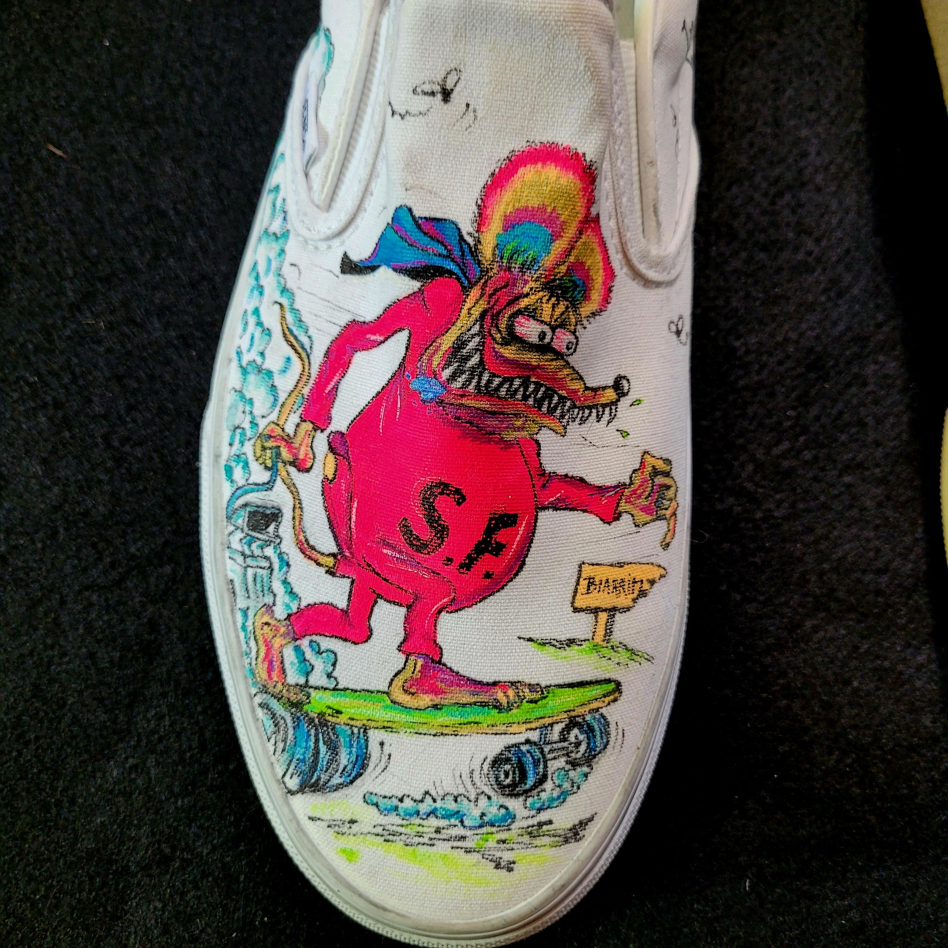 VANS "RAT FINK & MONSTER FINK SKATE" Slip On peintes à la main by Punk & Coton - PUNK & COTON