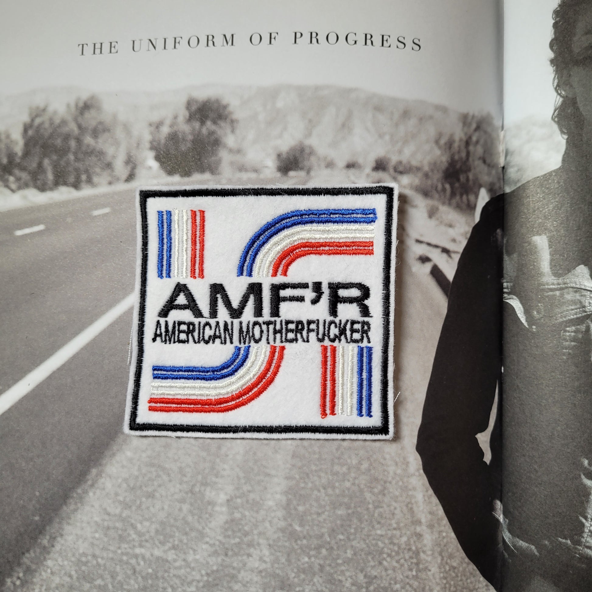 Patch Brodé AMF'R version blanche (AMERICAN MOTHERFUCKER) - PUNK & COTON