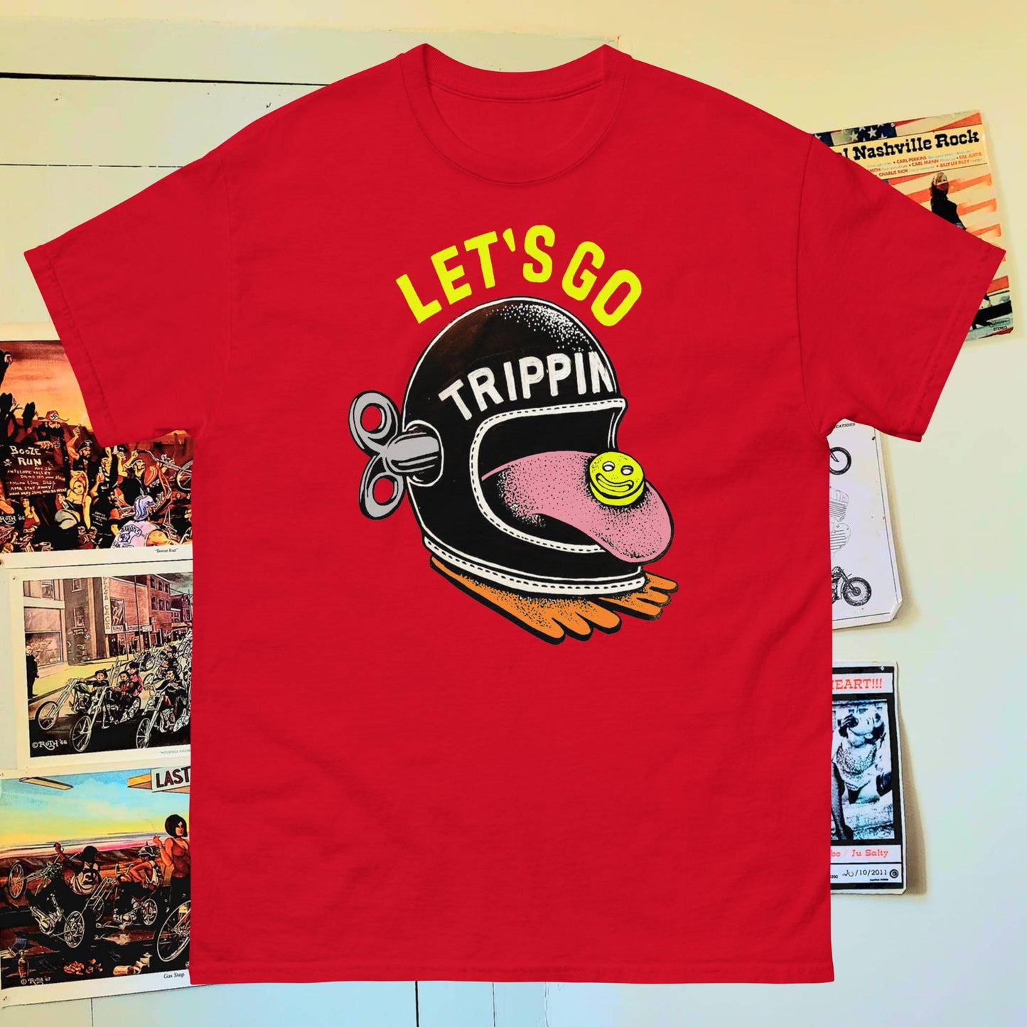 T-shirt let's go trippin, chopper, punk, chopperlife, rock, godspeed, outcast, HD, Califonia, Shovelhead