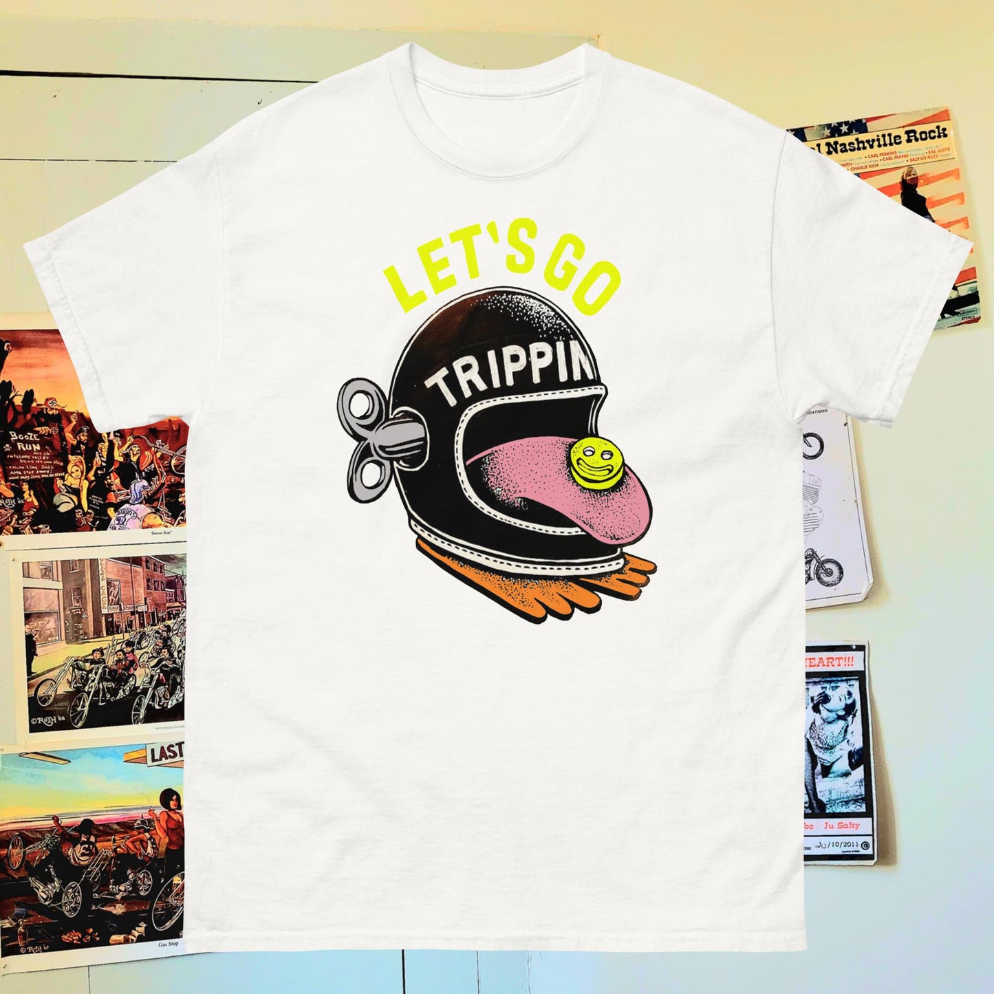 T-shirt let's go trippin, chopper, punk, chopperlife, rock, godspeed, outcast, HD, Califonia, Shovelhead