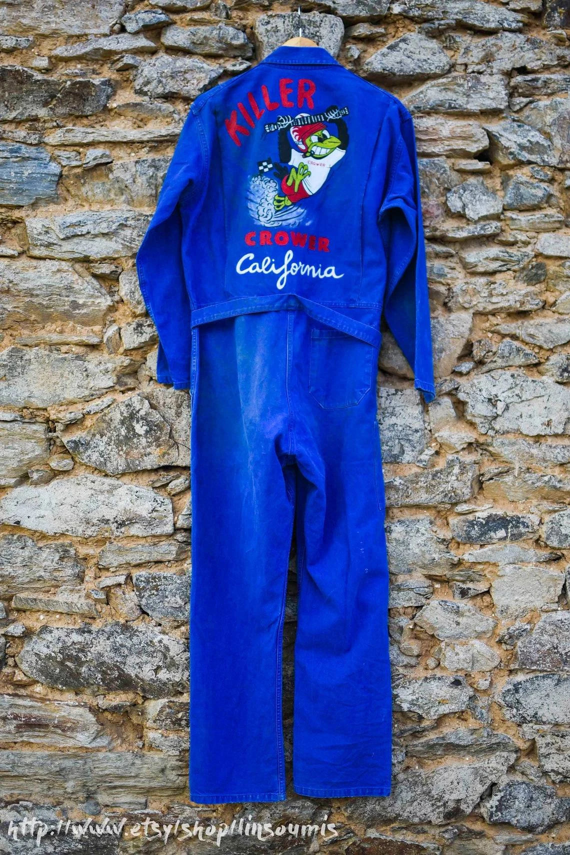 Vintage french workwear 60s painted coverall Killer Crower California/ combinaison travail peinte main - L'Insoumis Clothing