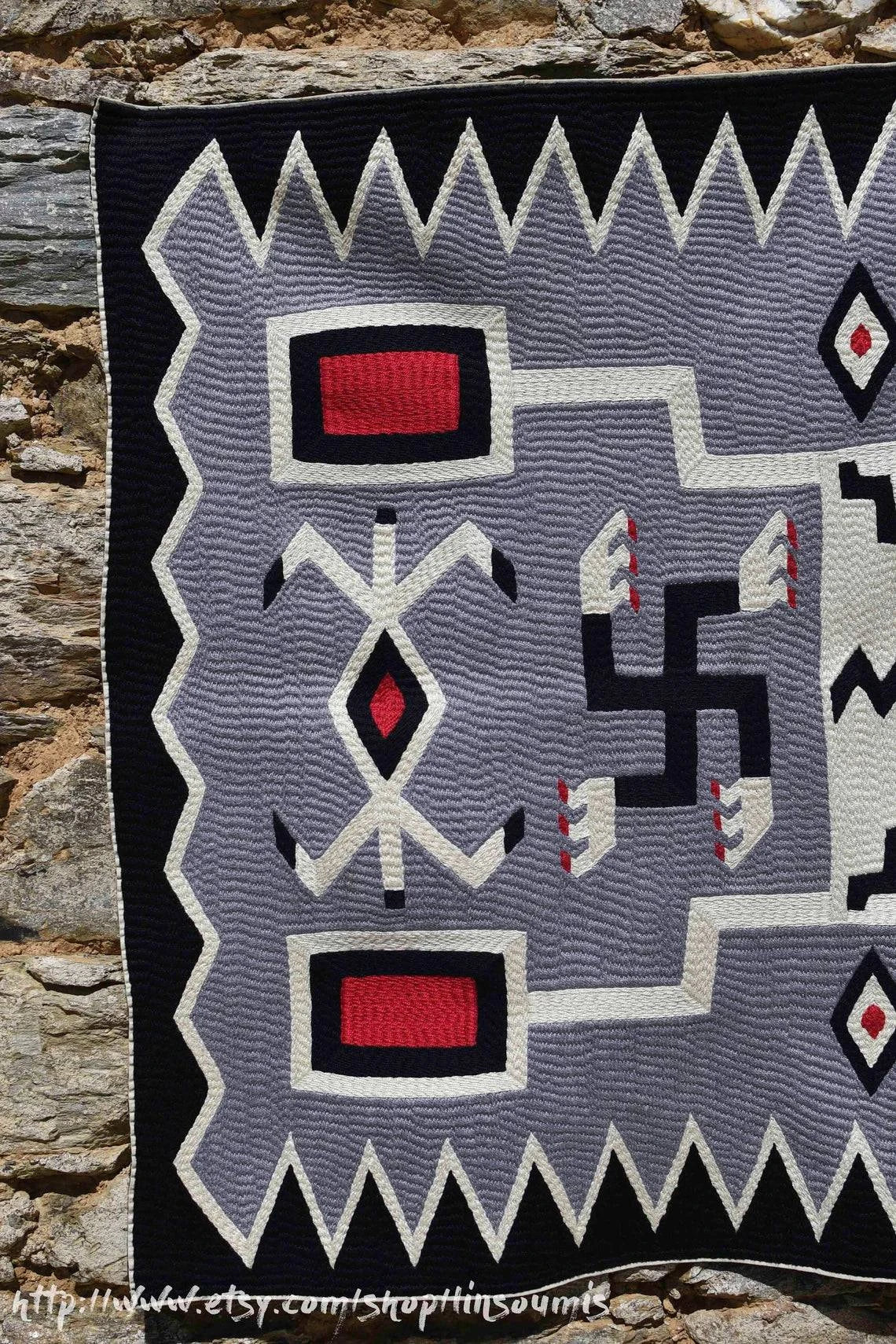 Navajo design blanket hand embroidererd by us - L'Insoumis Clothing