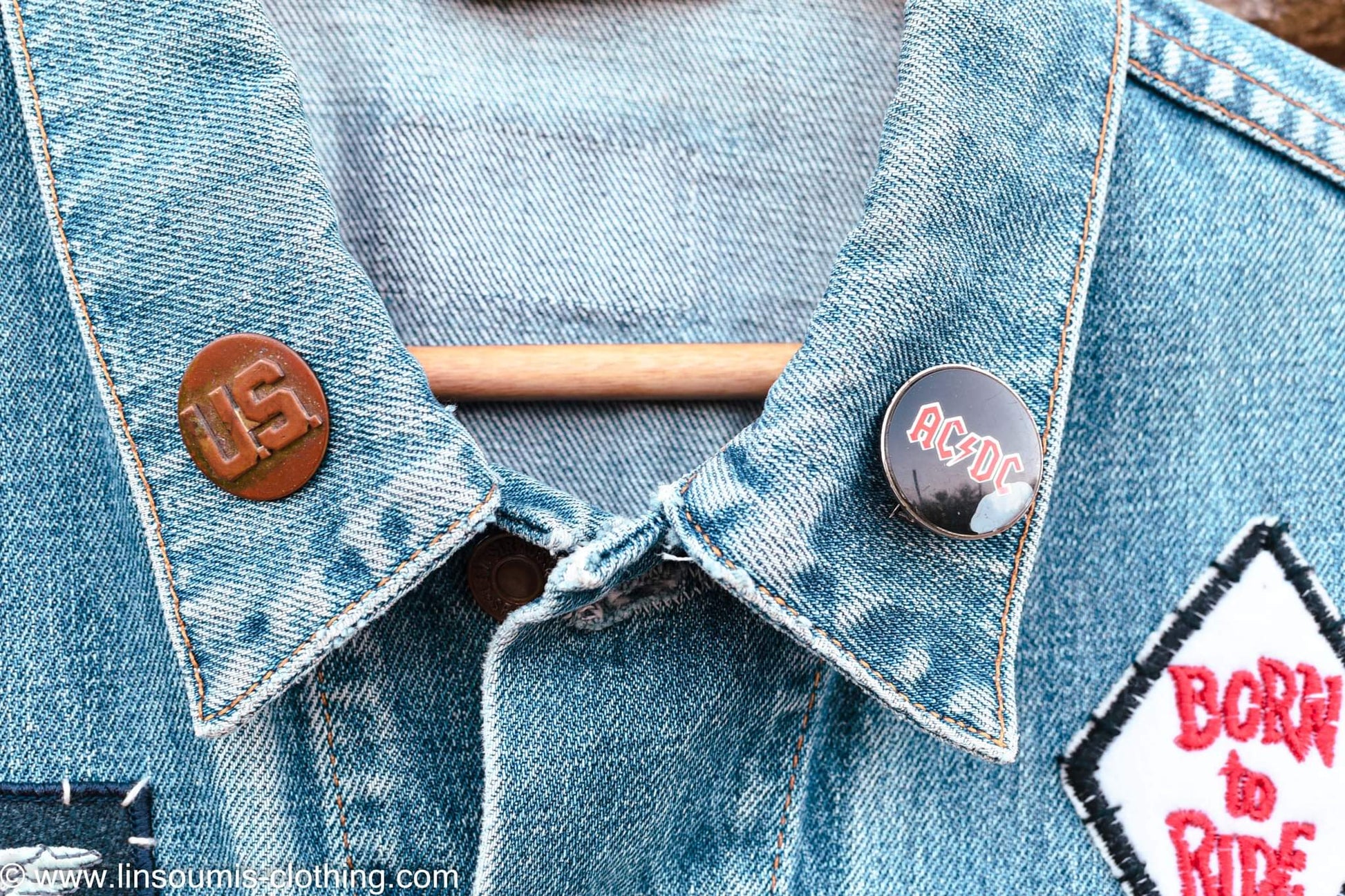 Handpainted Levi's Jacket/ Veste levis vintage peinte main biker family - L'Insoumis Clothing