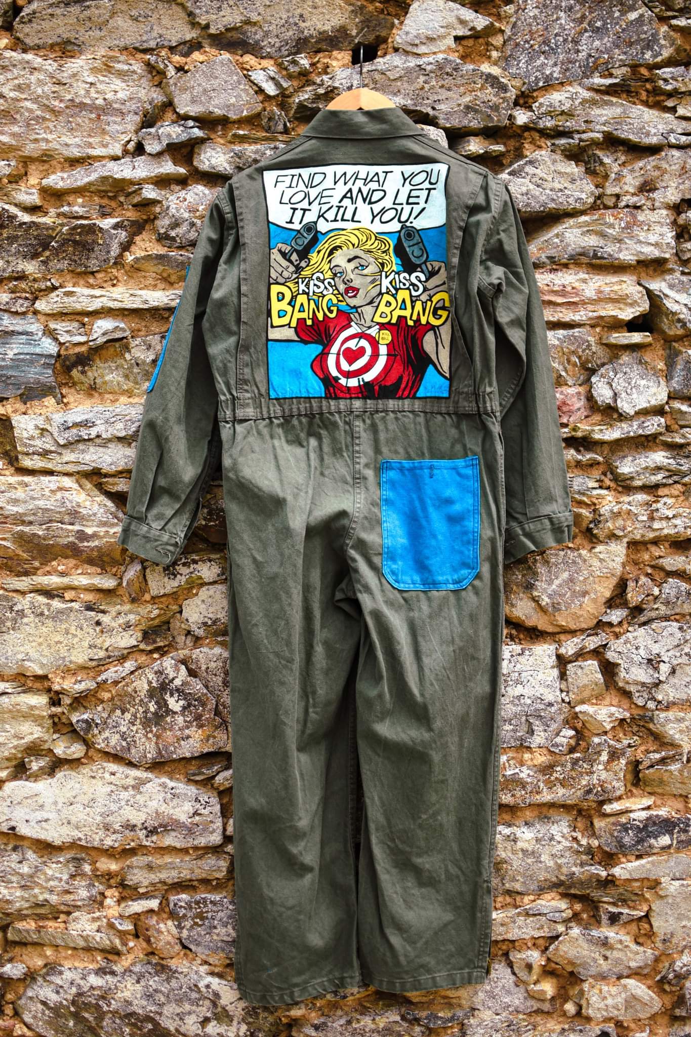 KISS KISS BANG BANG French Army Coverall 70's painted by hand/ combinaison armée française peinte main - L'Insoumis Clothing