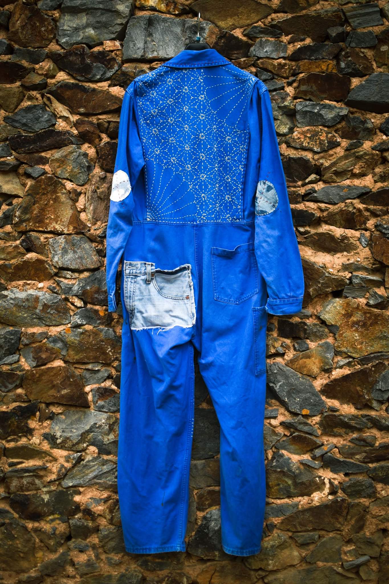 Vintage french Coverall (combinaison française) 1960 with the Broidery Sashiko and Boro - L'Insoumis Clothing